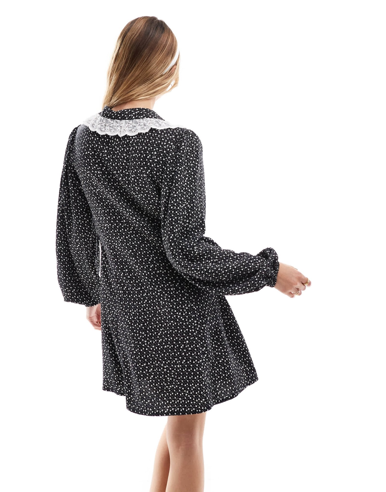 Miss Selfridge lace collar mini tea dress in polka dot - ASOS Sample Sale EU Store