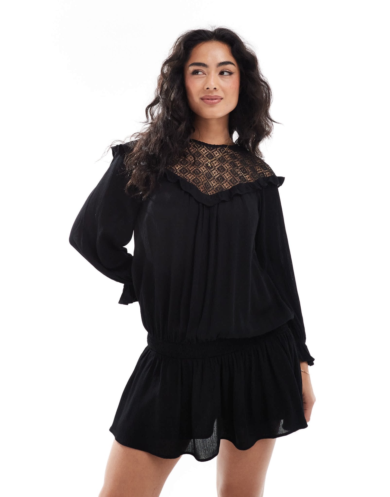 Miss Selfridge lace insert boho western mini dress - ASOS Sample Sale EU Store
