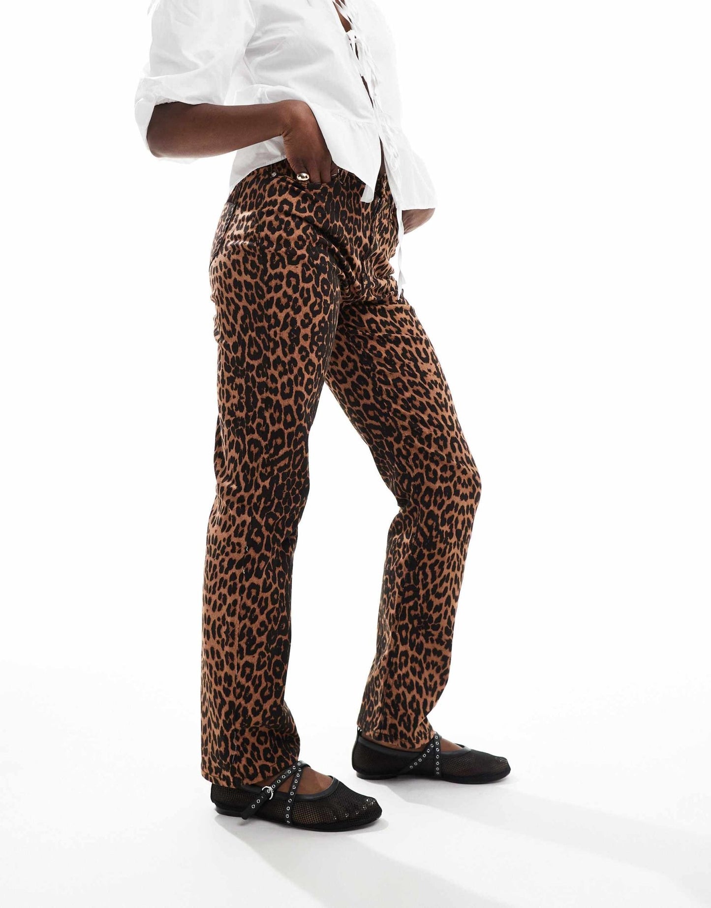 Miss Selfridge leopard straight leg jean - ASOS Sample Sale EU Store
