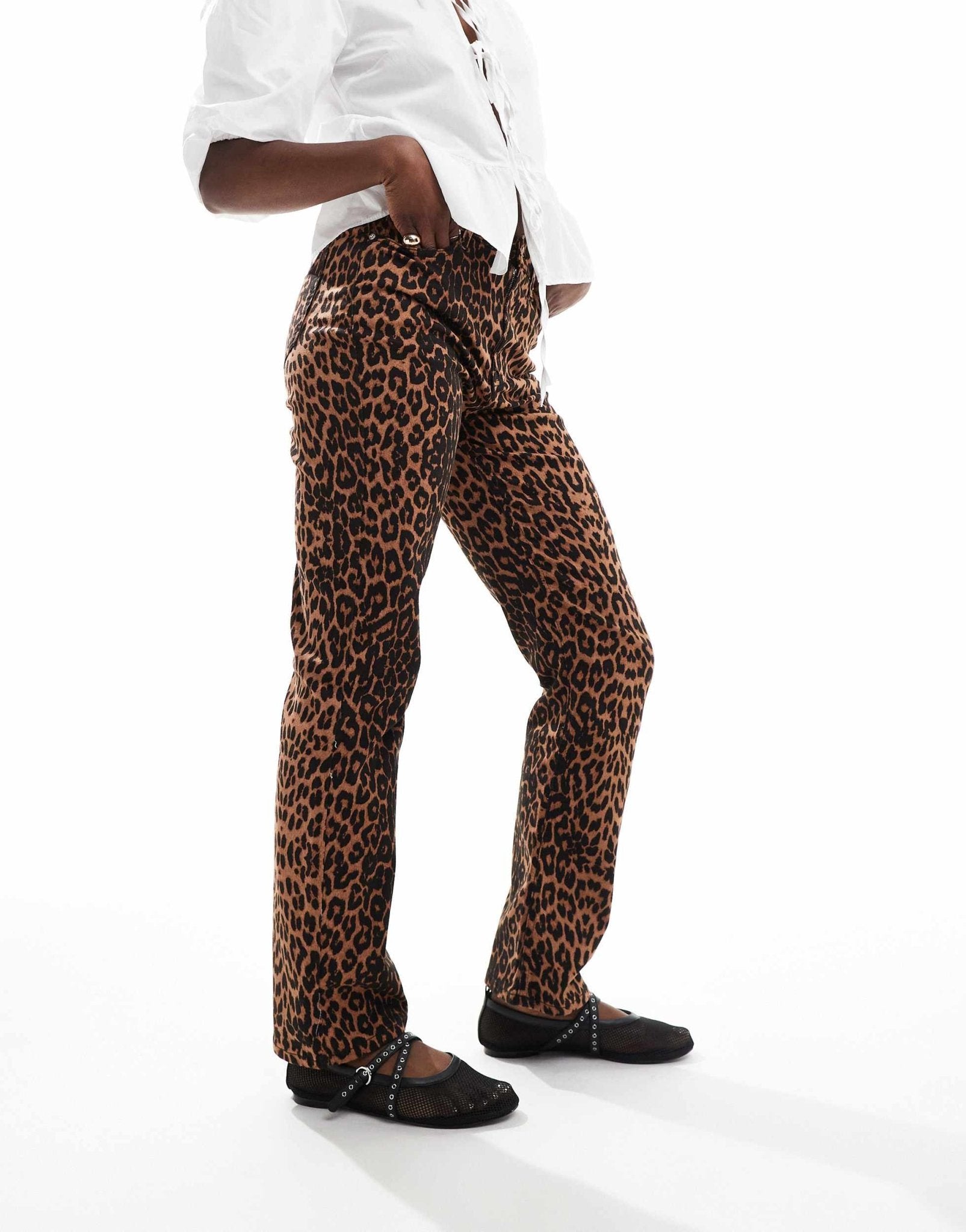 Miss Selfridge leopard straight leg jean - ASOS Sample Sale EU Store