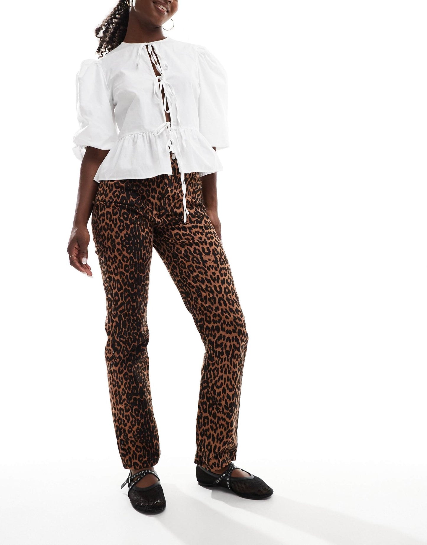 Miss Selfridge leopard straight leg jean - ASOS Sample Sale EU Store