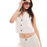 Miss Selfridge linen blend button through waistcoat in natural slub