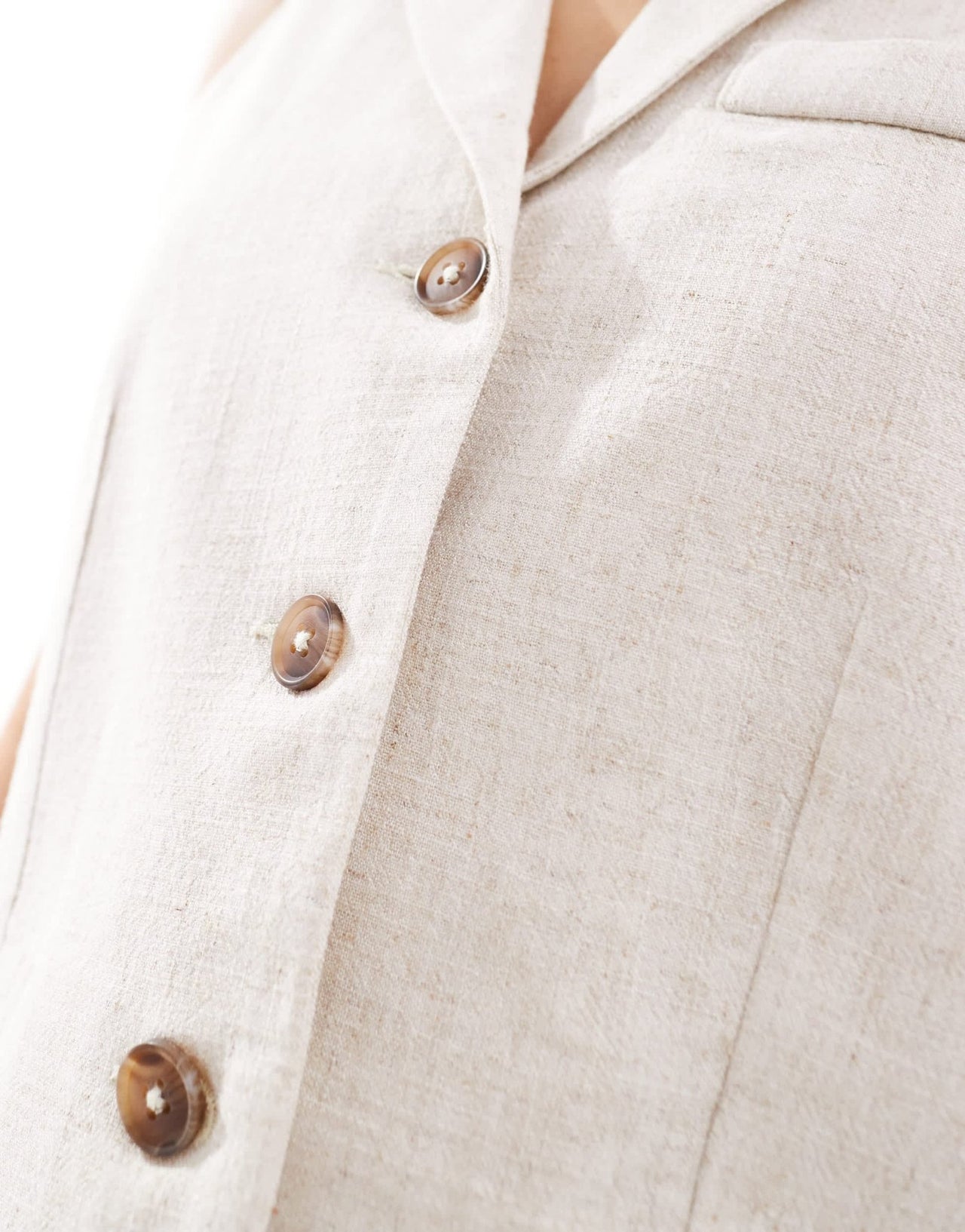 Miss Selfridge linen blend button through waistcoat in natural slub - ASOS Sample Sale EU Store