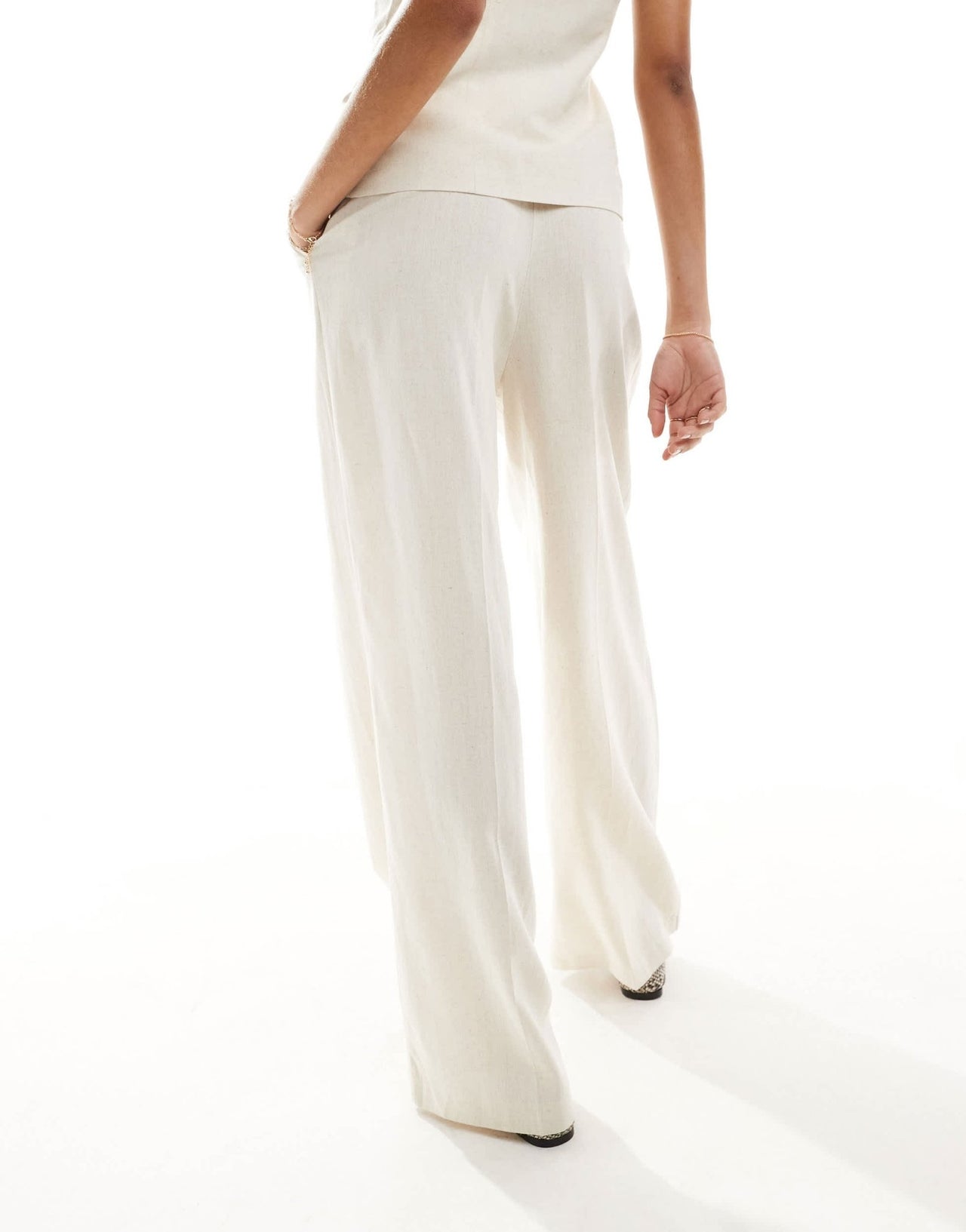 Miss Selfridge linen wide leg trouser co ord in natural - ASOS Sample Sale EU Store
