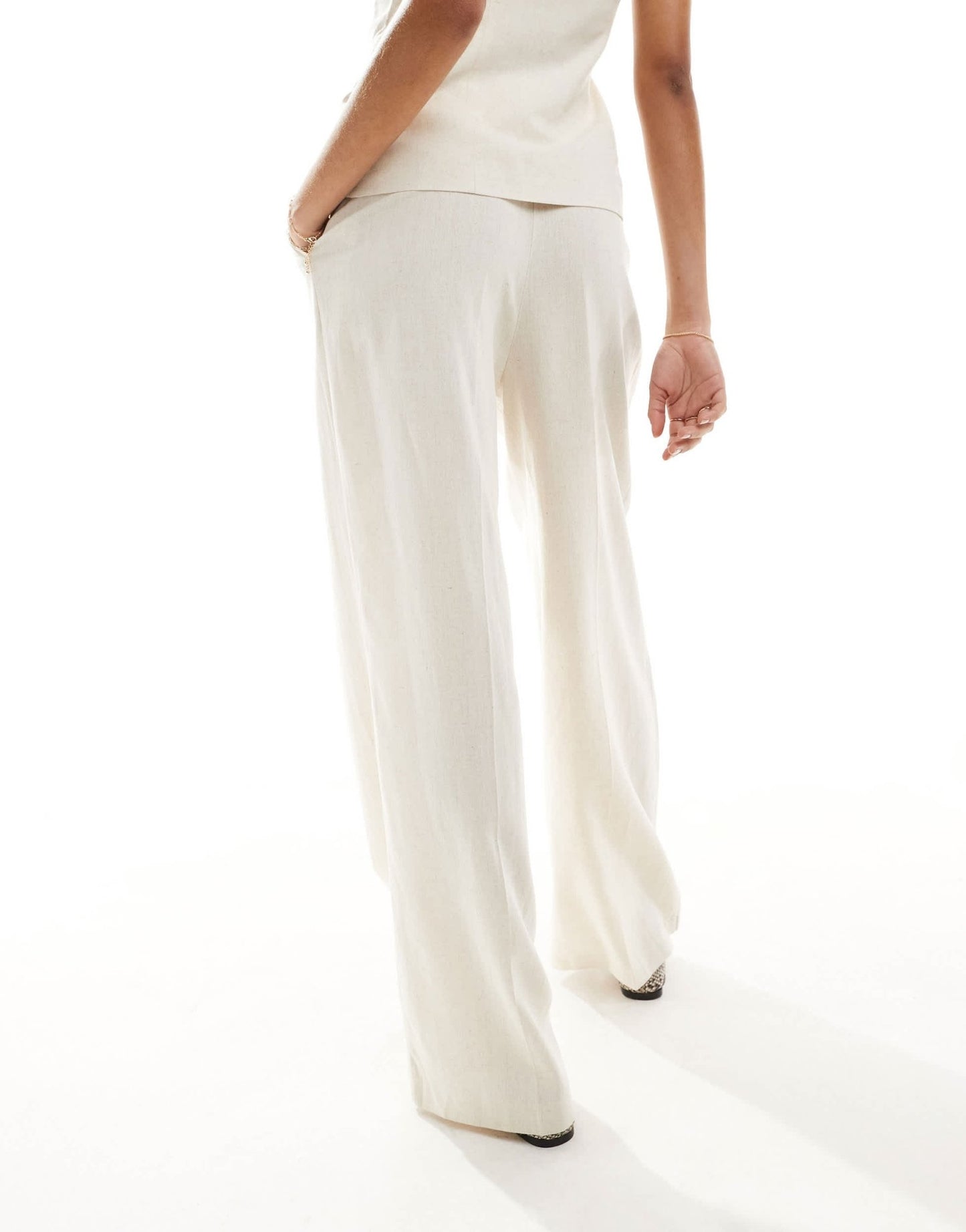 Miss Selfridge linen wide leg trouser co ord in natural - ASOS Sample Sale EU Store