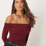 Body bardot a maniche lunghe Miss Selfridge in bordeaux
