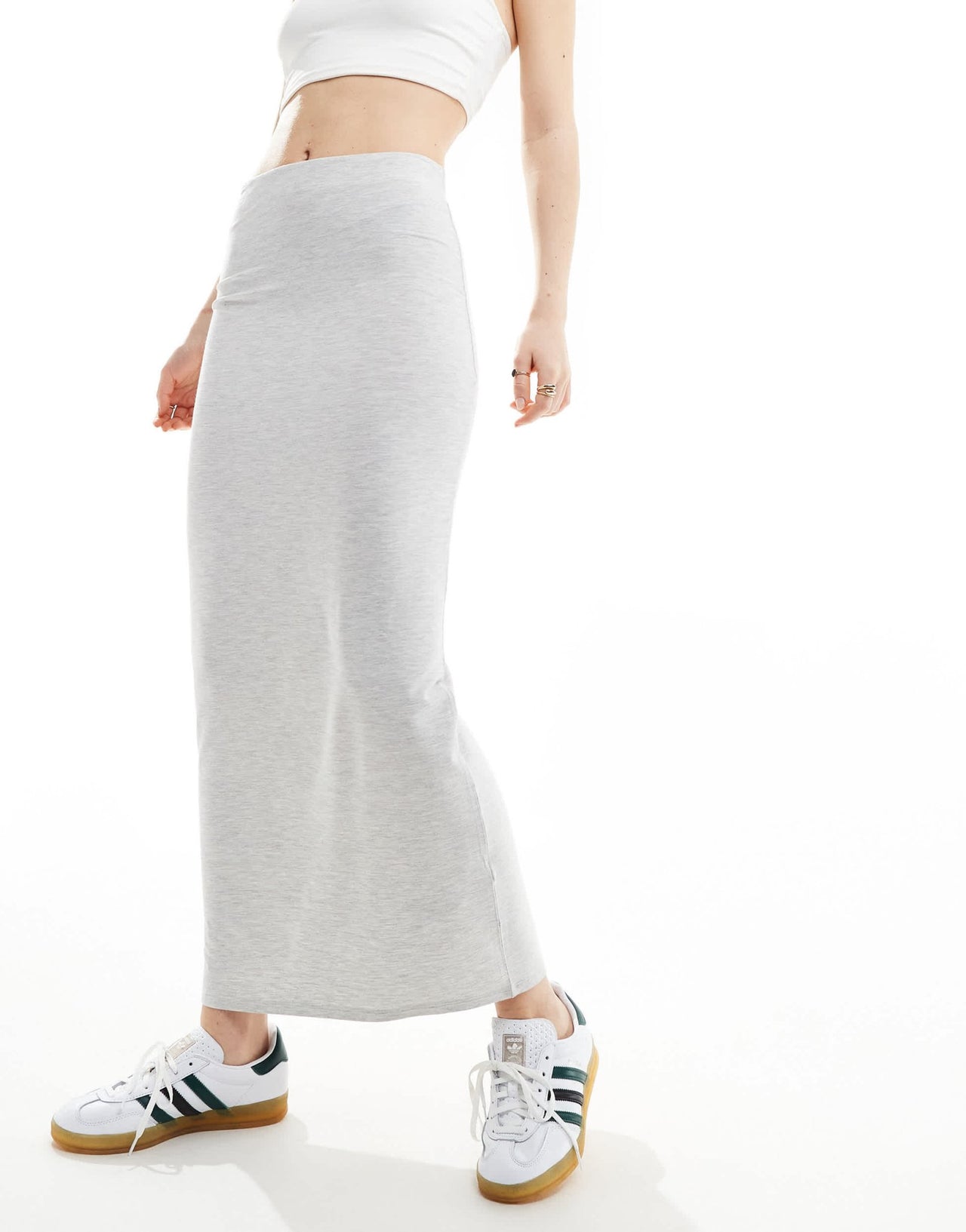 Miss Selfridge low rise maxi skirt in grey marl - ASOS Sample Sale EU Store