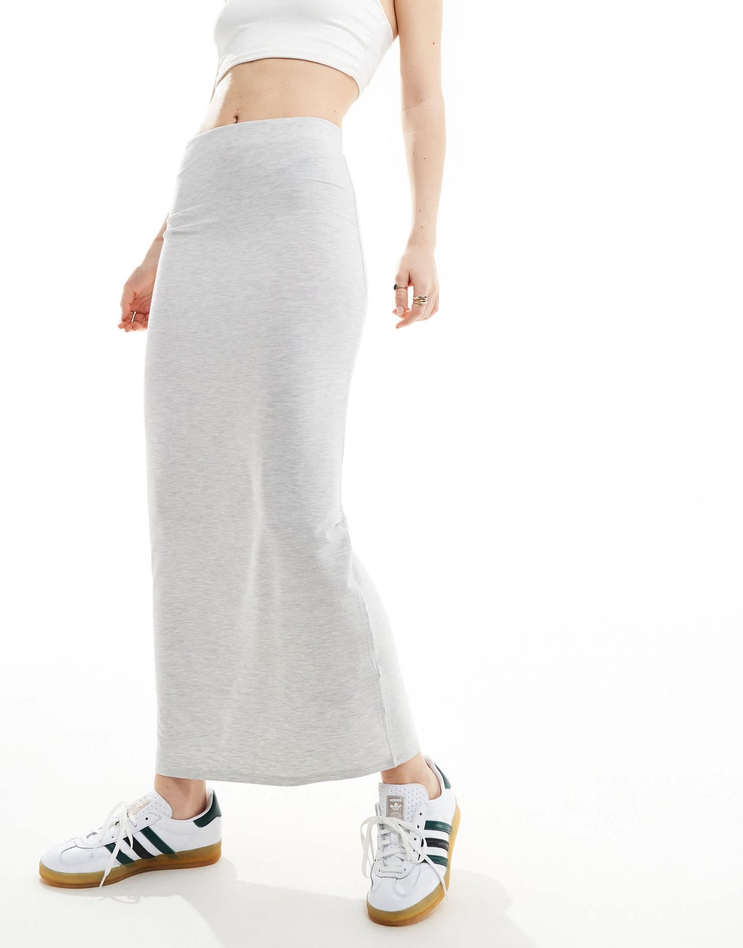 Miss Selfridge low rise maxi skirt in grey marl - ASOS Sample Sale EU Store