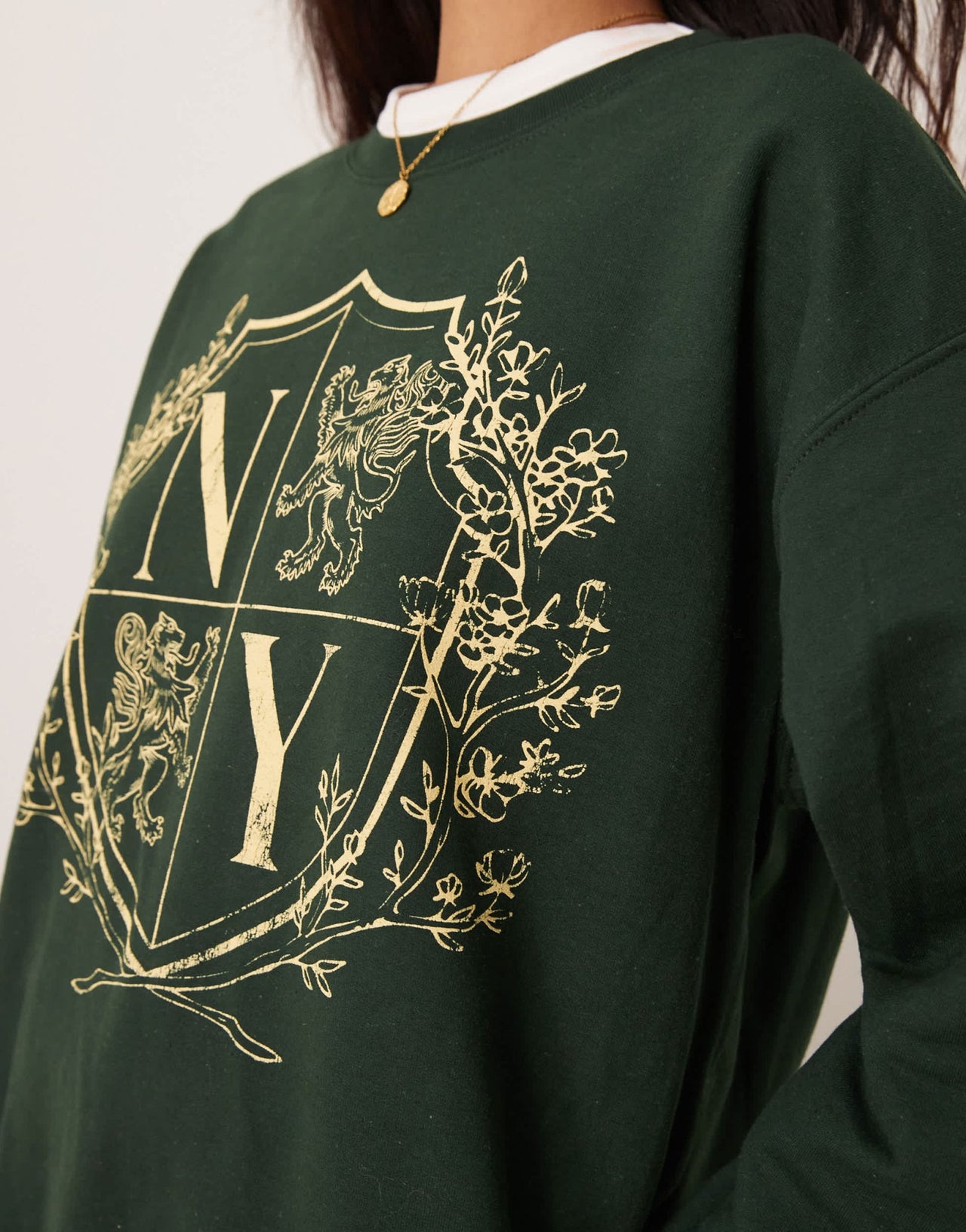 Miss Selfridge New York graphic sweatshirt in green - ASOS Sample Sale EU Store