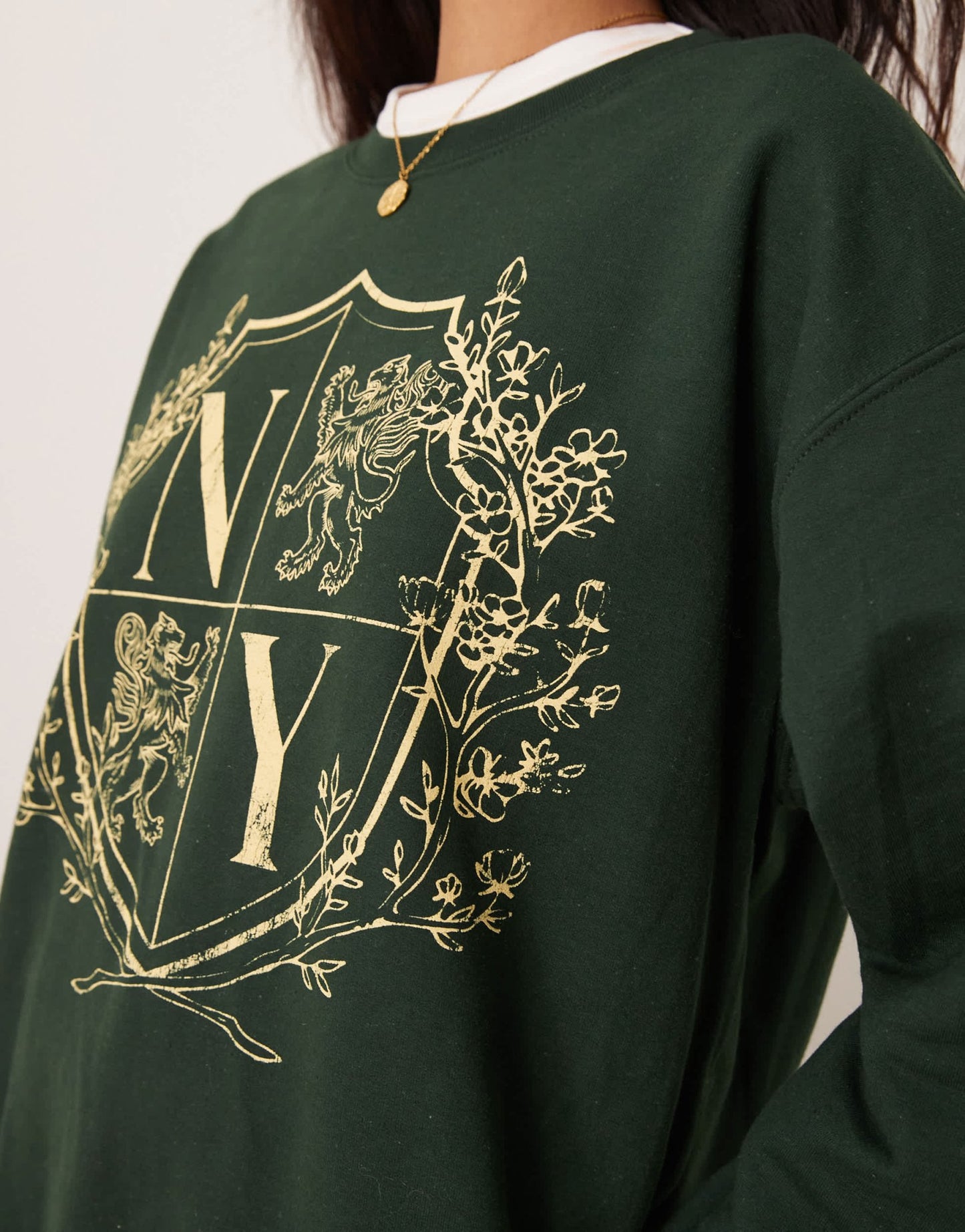 Miss Selfridge New York graphic sweatshirt in green - ASOS Sample Sale EU Store