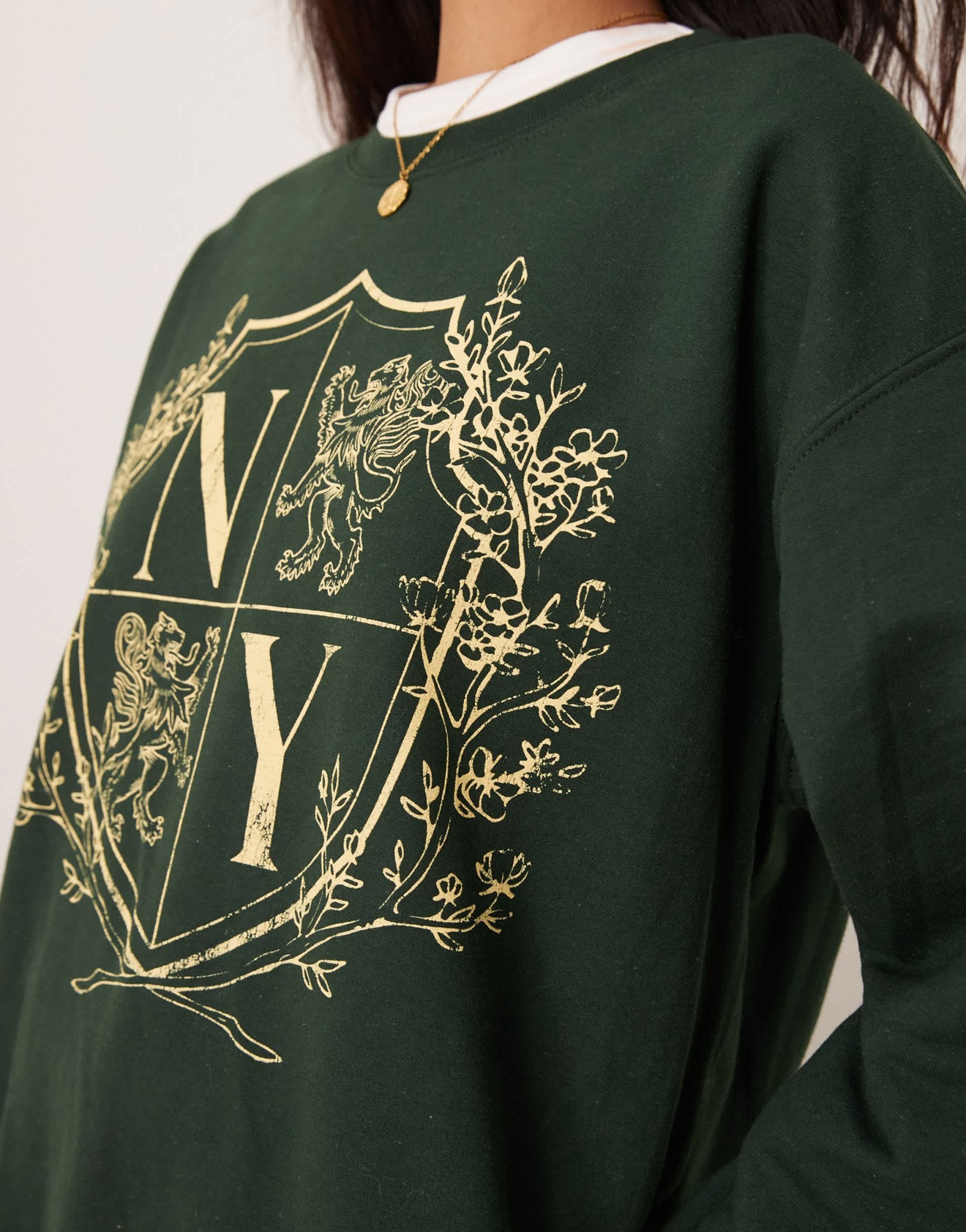 Miss Selfridge New York graphic sweatshirt in green - ASOS Sample Sale EU Store