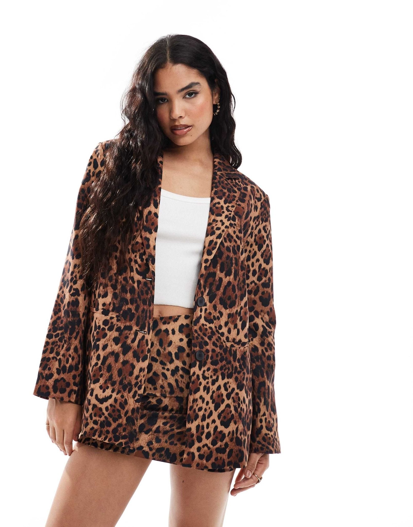 Miss Selfridge oversized blazer in animal print - ASOS Sample Sale EU Store