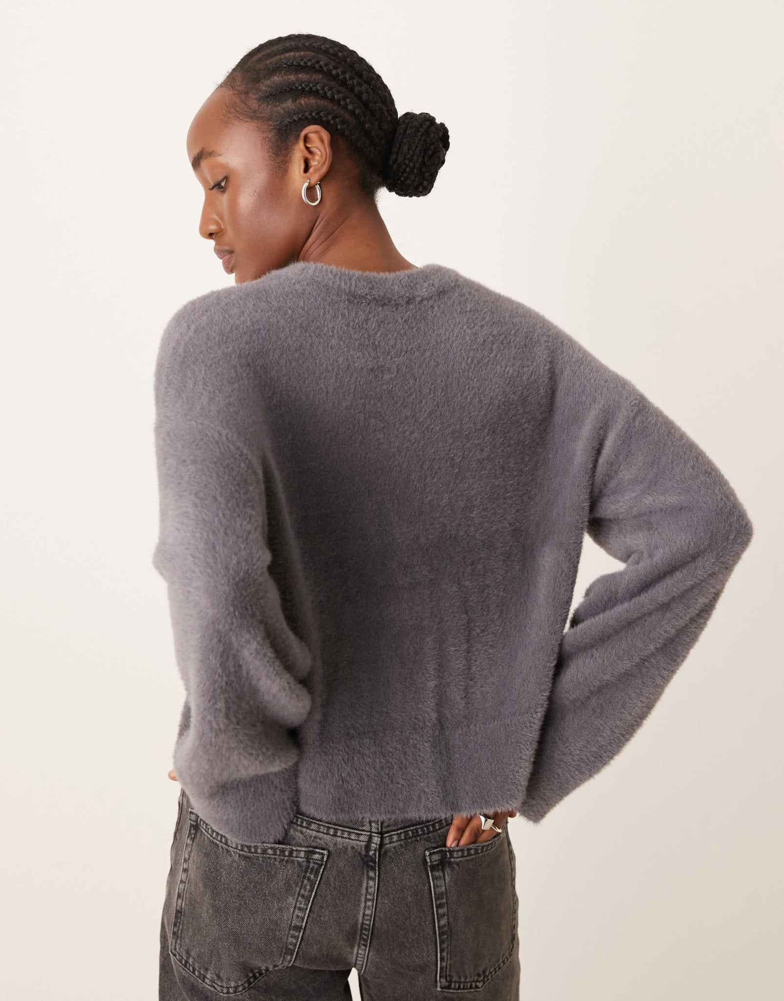 Miss Selfridge oversized lash jumper in charcoal - ASOS Sample Sale EU Store