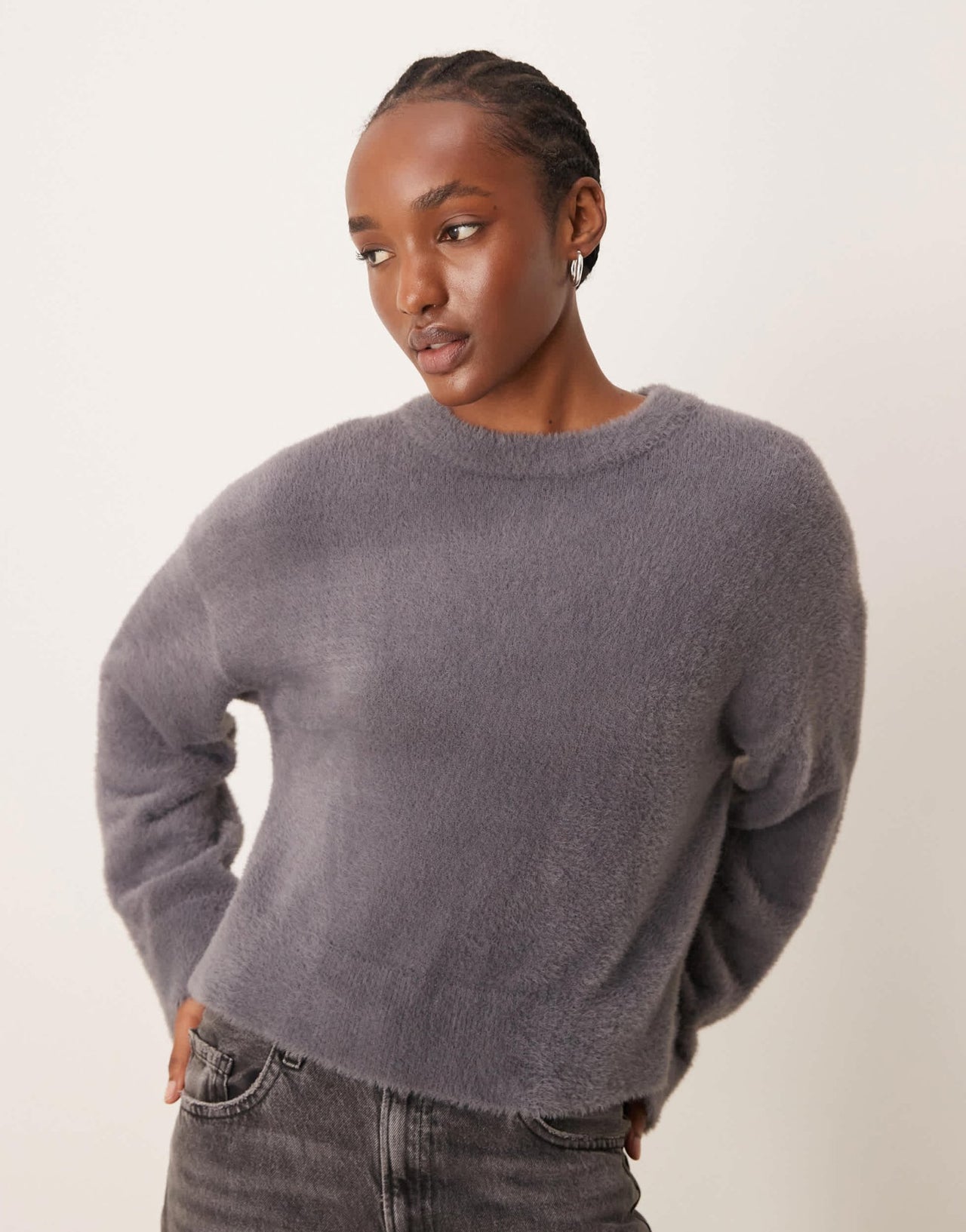 Miss Selfridge oversized lash jumper in charcoal - ASOS Sample Sale EU Store