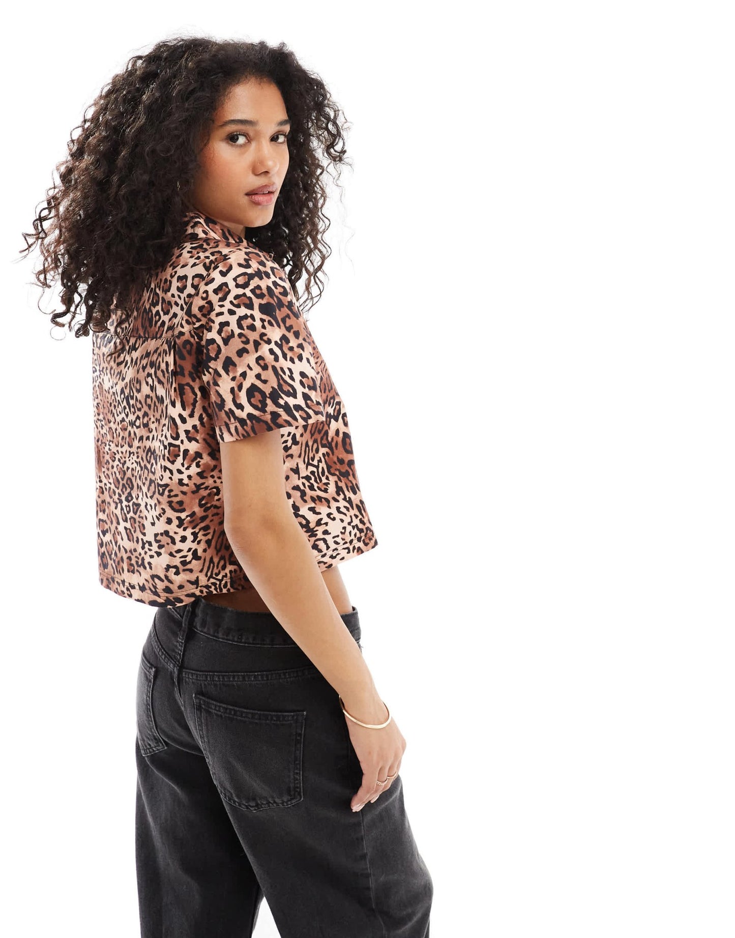 Miss Selfridge poplin cropped shirt in animal print co ord - ASOS Sample Sale EU Store