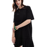 Miss Selfridge poplin frill detail t-shirt dress in black