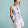 Top senza maniche in popeline Miss Selfridge con laccio frontale a righe blu