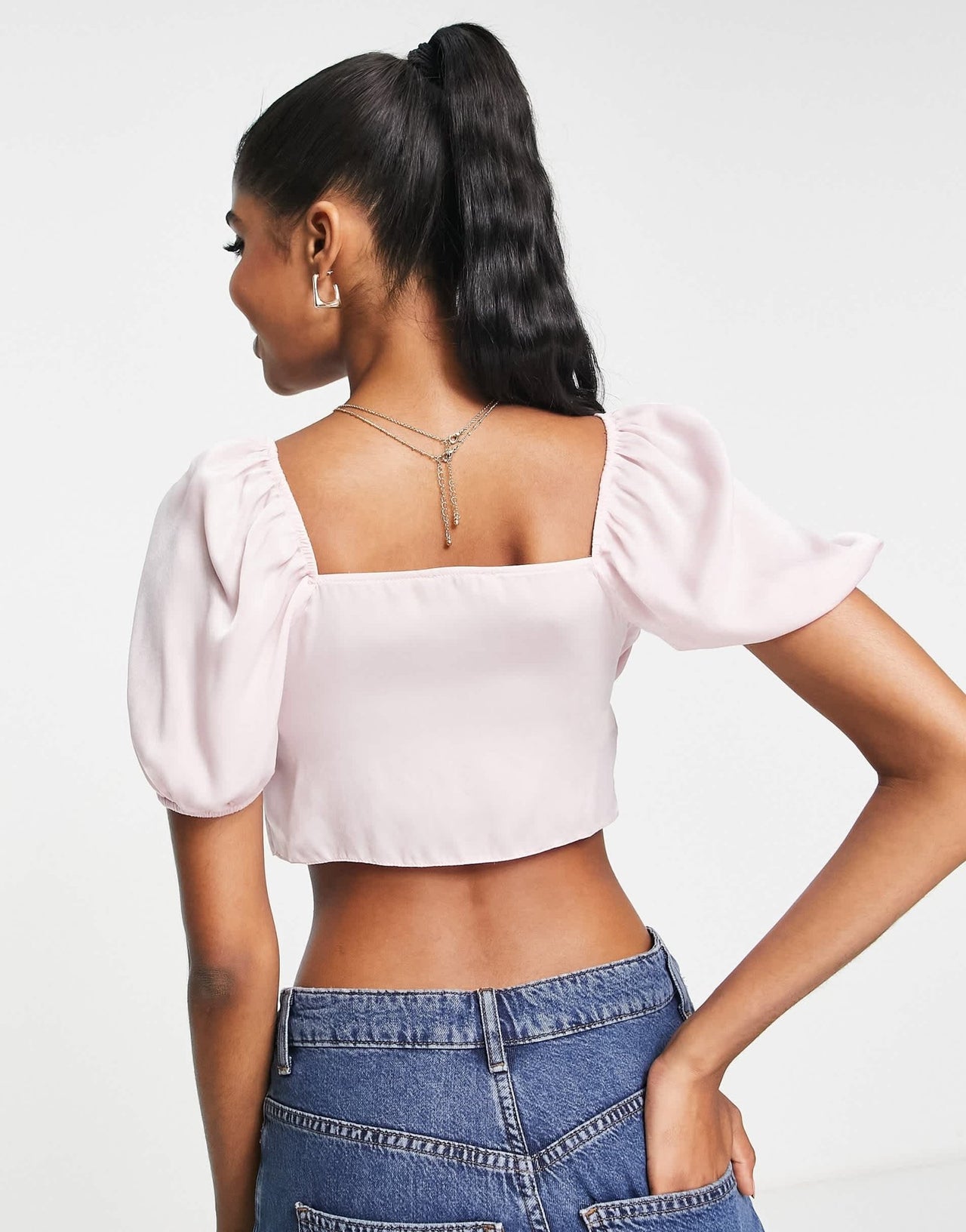 Miss Selfridge satin button detail tea top in blush - ASOS Sample Sale EU Store