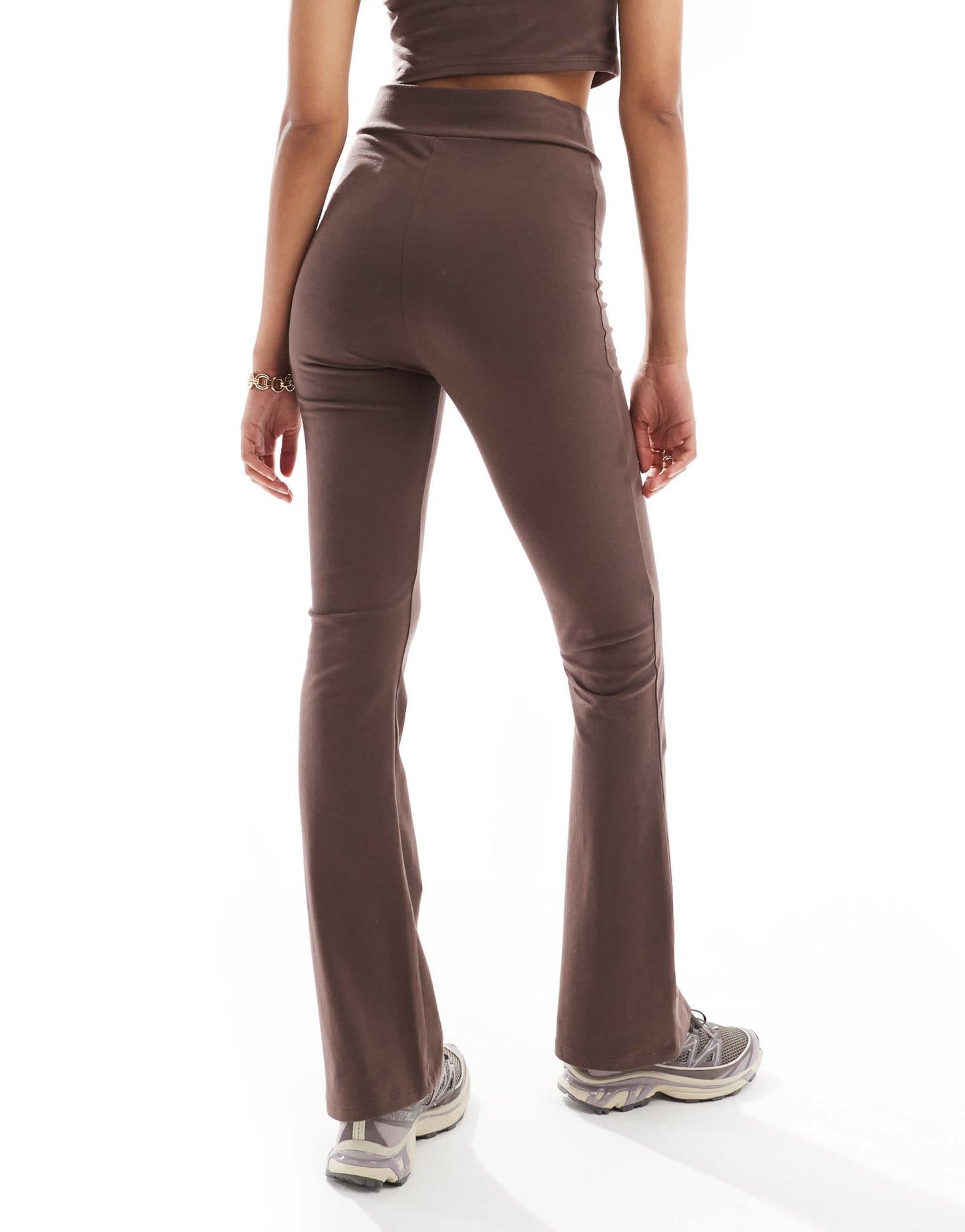 Miss Selfridge shaped front flare legging co - ord in chocolate - ASOS Sample Sale EU Store
