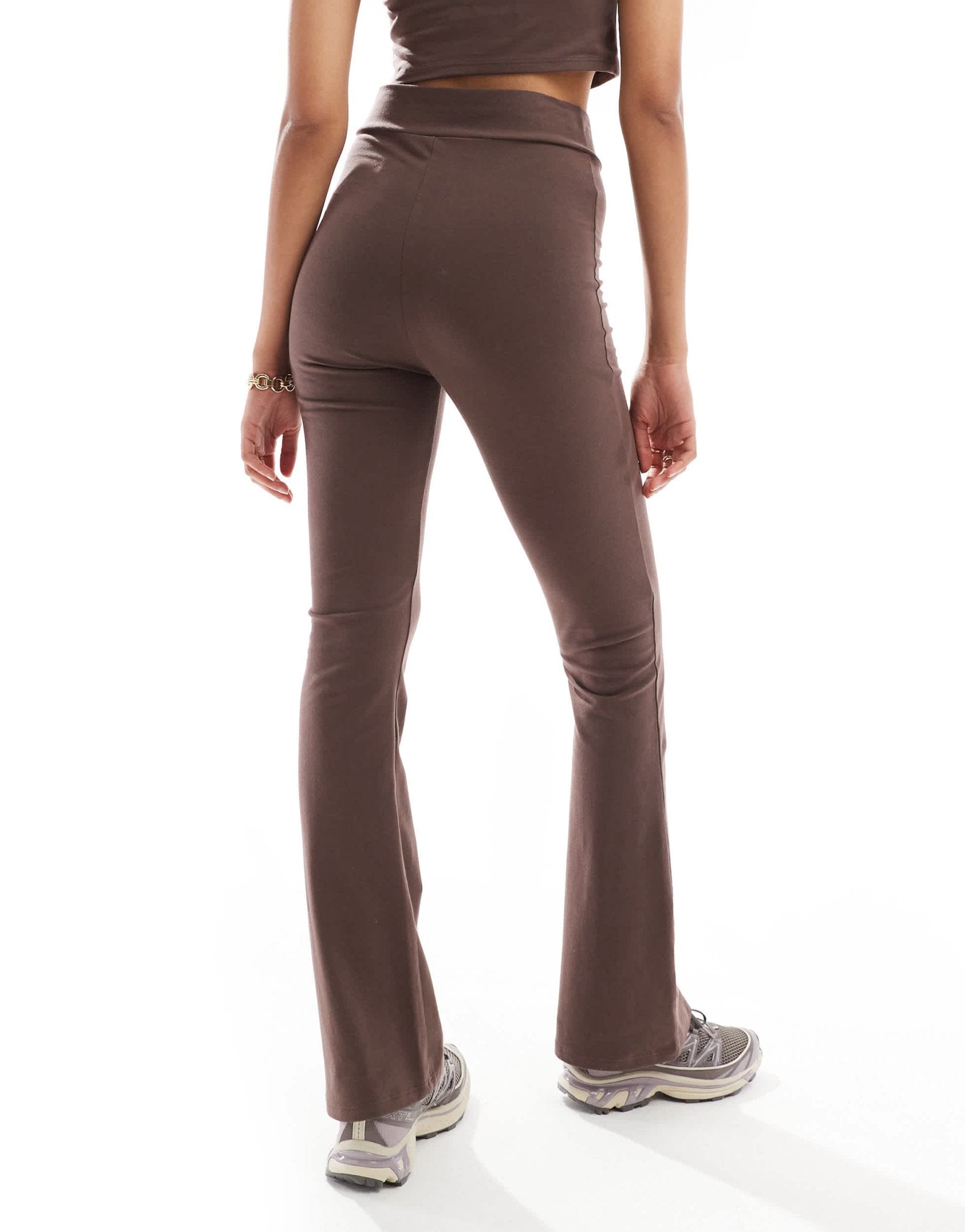 Miss Selfridge shaped front flare legging co - ord in chocolate - ASOS Sample Sale EU Store