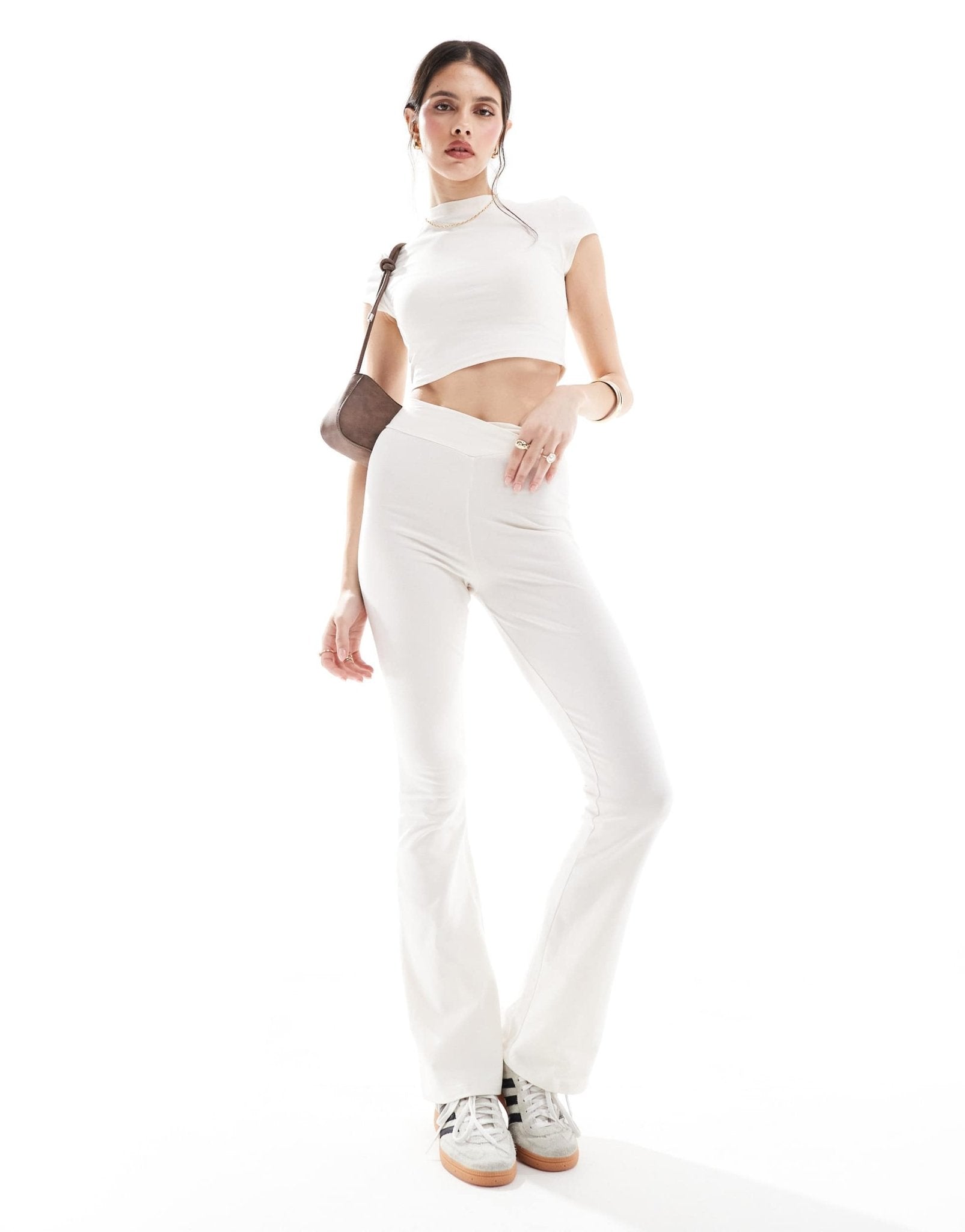Miss Selfridge shaped front flare legging co - ord in ecru - ASOS Sample Sale EU Store
