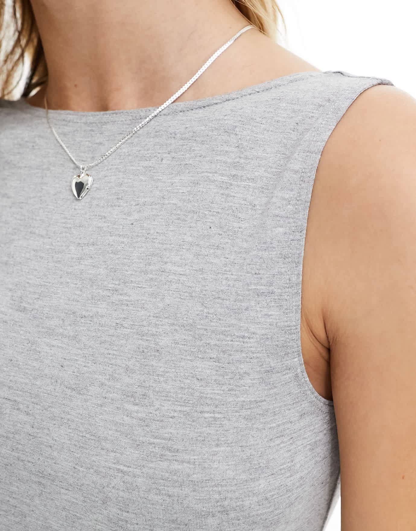 Miss Selfridge sleeveless low back fit and flare dress in grey marl - ASOS Sample Sale EU Store