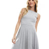 Vestido sin mangas de espalda baja y corte acampanado Miss Selfridge en gris jaspeado