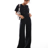 Miss Selfridge soft rib wide leg trouser in black