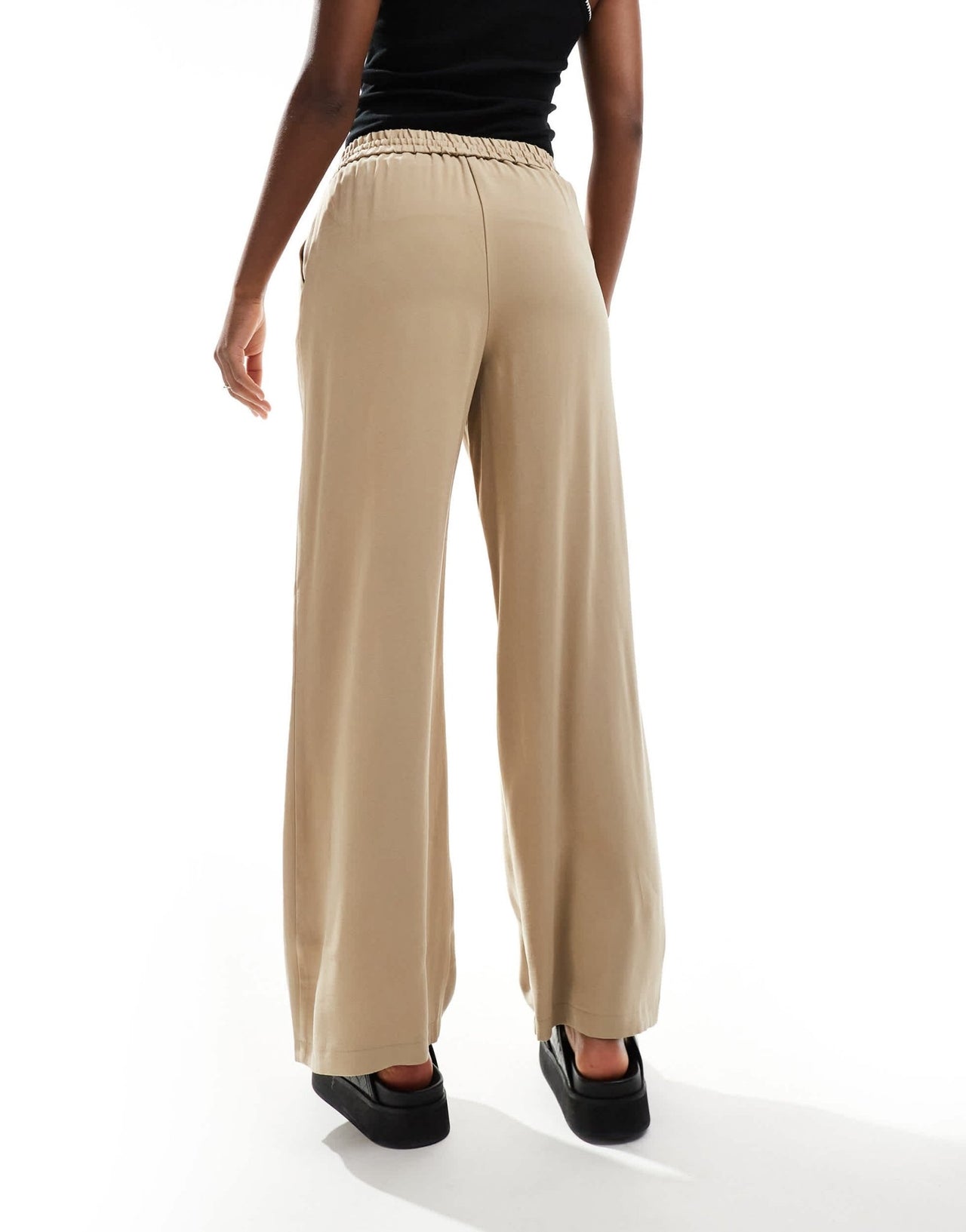 Miss Selfridge soft touch pull on wide leg trouser in stone - ASOS Sample Sale EU Store