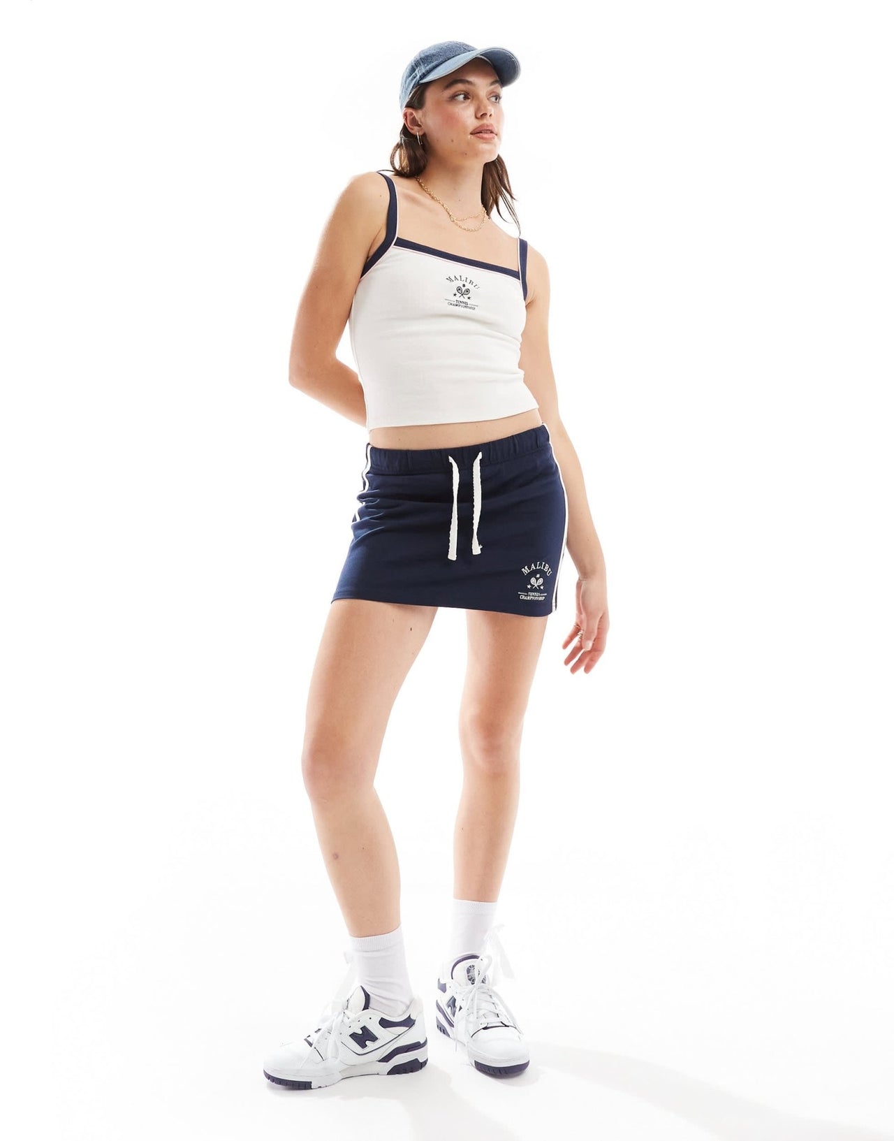 Miss Selfridge sporty mini skirt co - ord in navy - ASOS Sample Sale EU Store