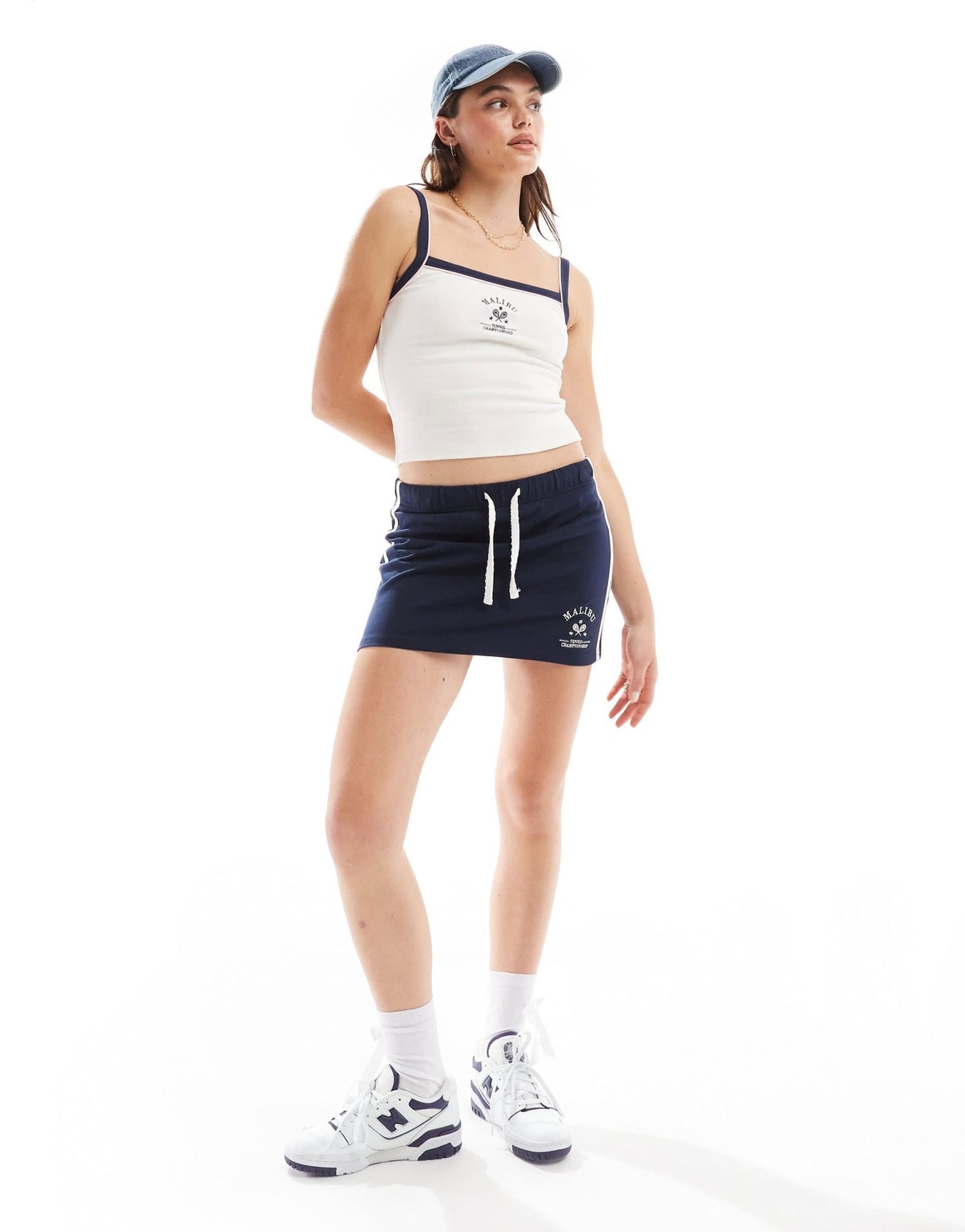 Miss Selfridge sporty mini skirt co - ord in navy - ASOS Sample Sale EU Store