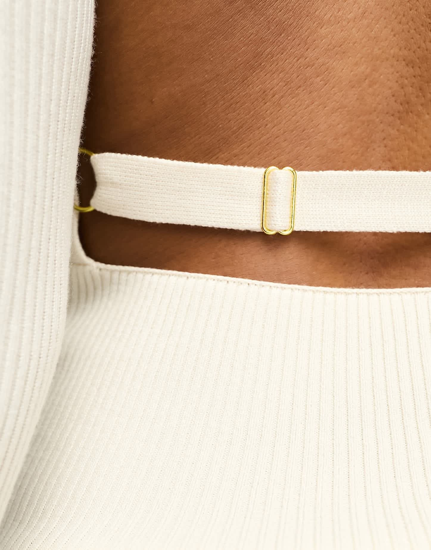 Miss Selfridge square neck open back detail rib knit top in cream - ASOS Sample Sale EU Store