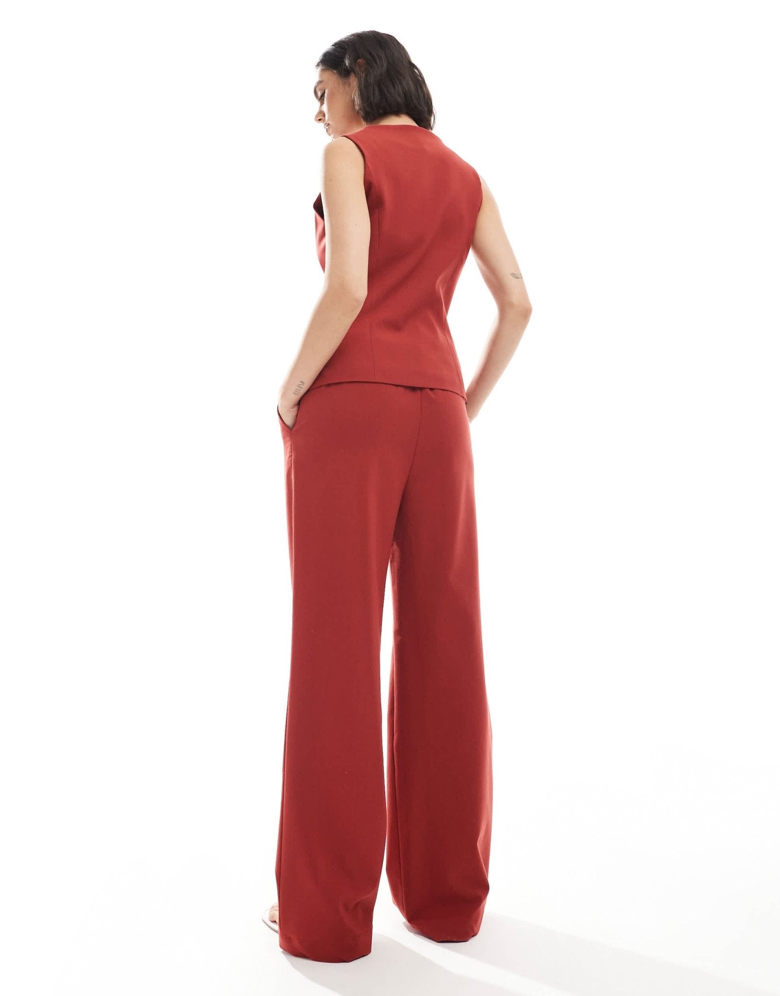 Miss Selfridge tailored straight leg trouser co - ord in cherry red - ASOS Sample Sale EU Store