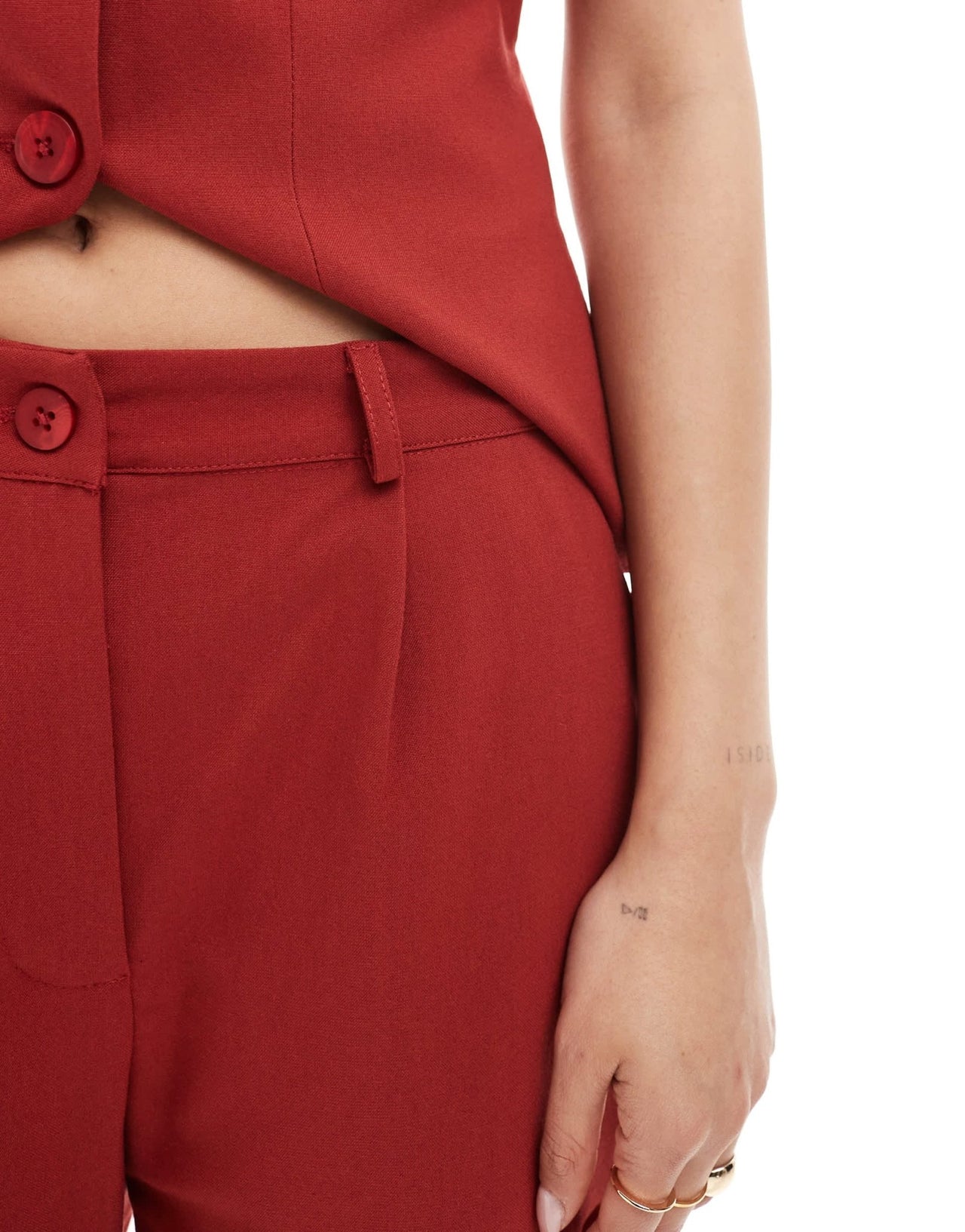 Miss Selfridge tailored straight leg trouser co - ord in cherry red - ASOS Sample Sale EU Store