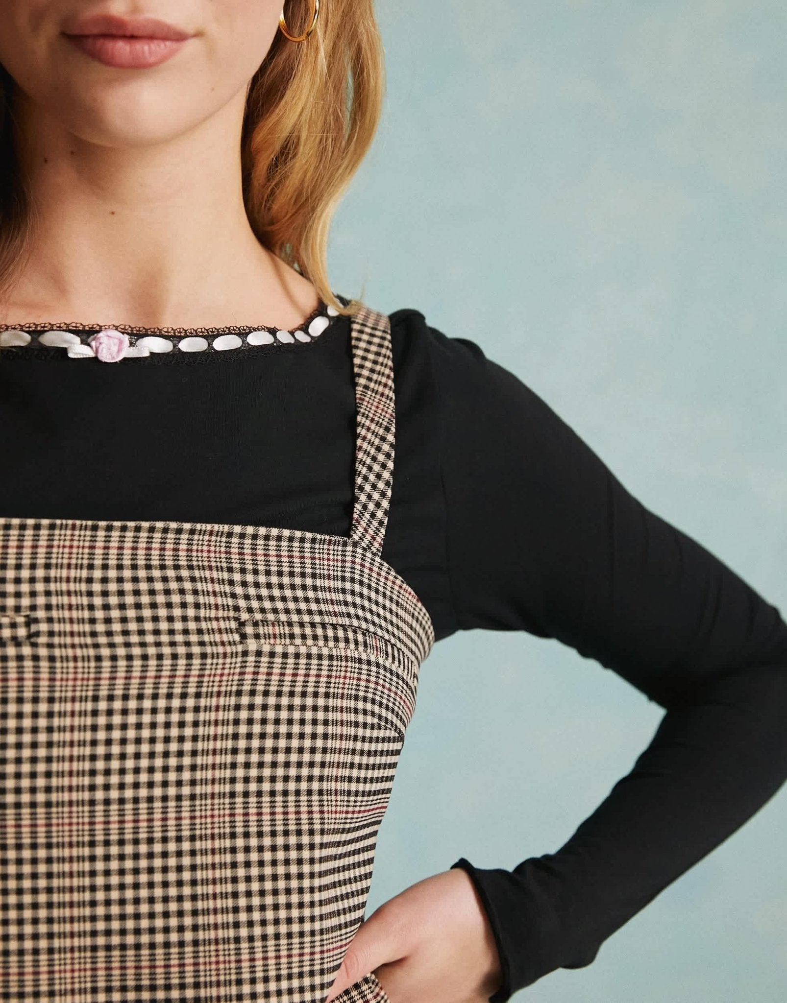 Miss Selfridge tailored strappy pinny dress in check - ASOS Sample Sale EU Store