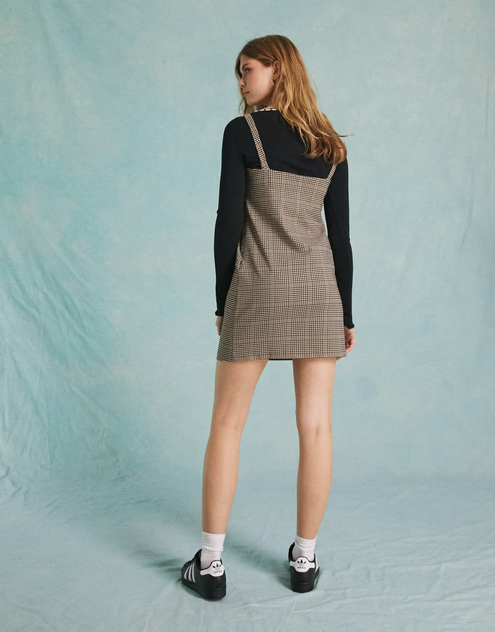 Miss Selfridge tailored strappy pinny dress in check - ASOS Sample Sale EU Store