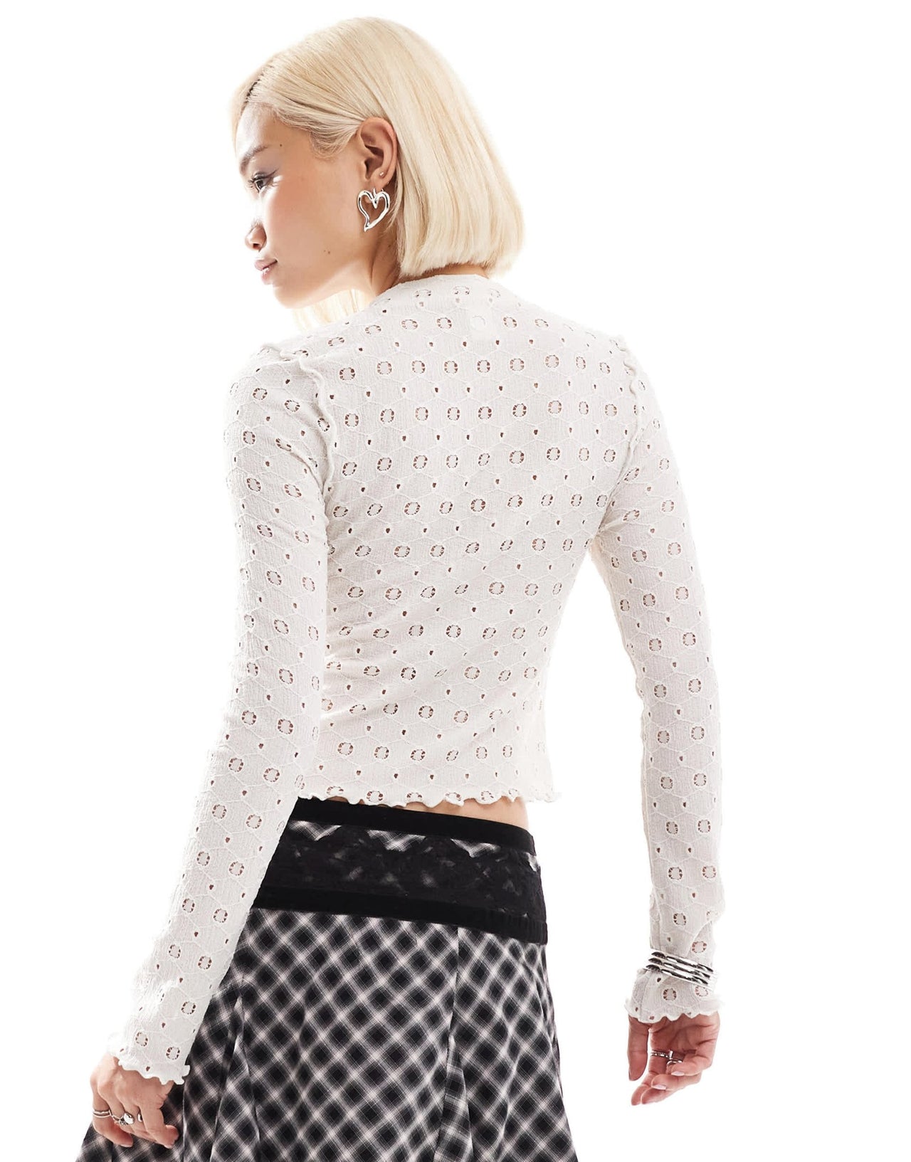 Miss Selfridge texture detail long sleeve top in cream - ASOS Sample Sale EU Store