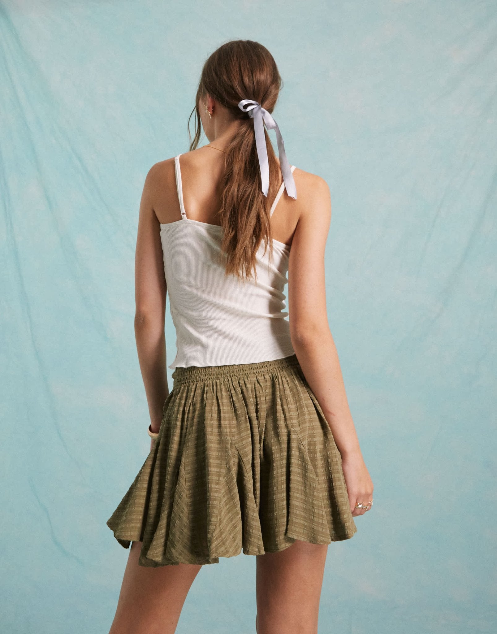 Miss Selfridge tie front godet mini skort in check - ASOS Sample Sale EU Store