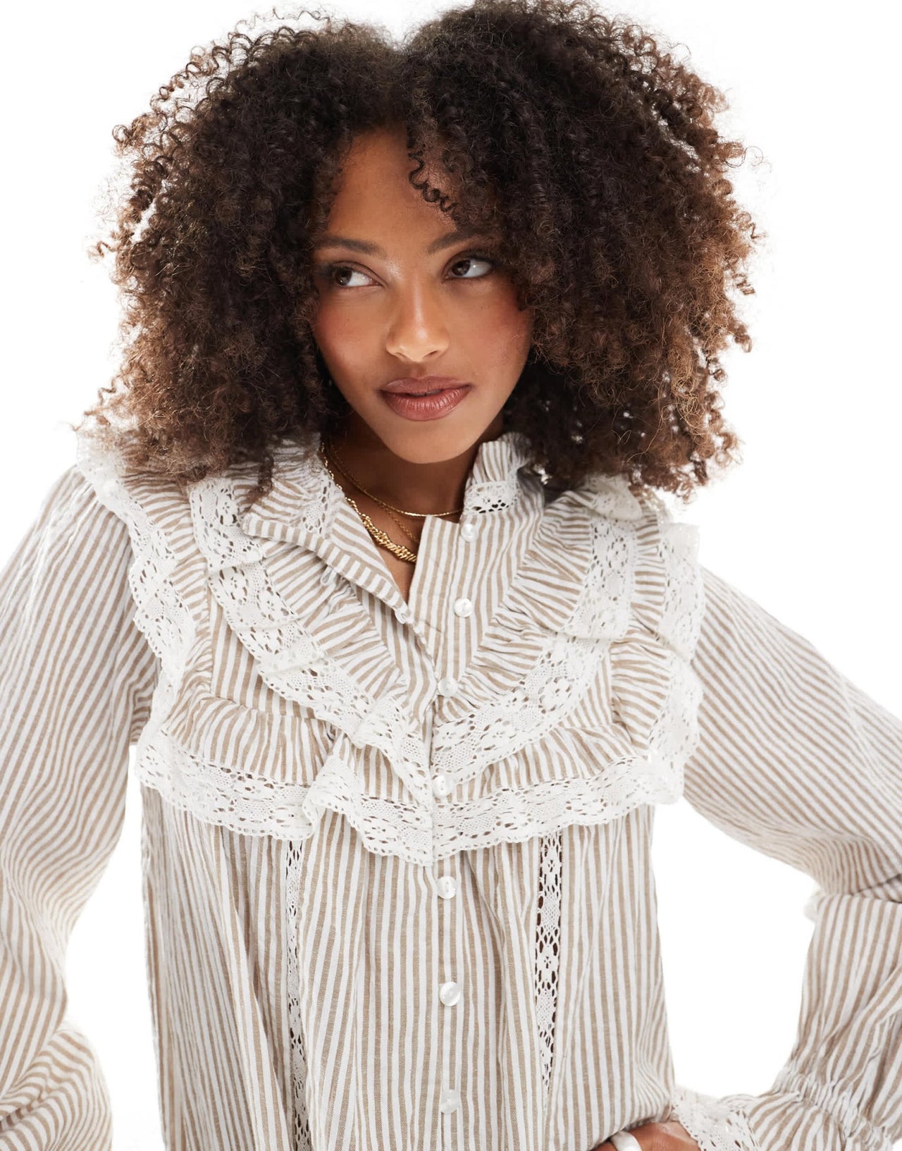 Miss Selfridge western frill detail shirt dress in stripe print - ASOS Sample Sale EU Store