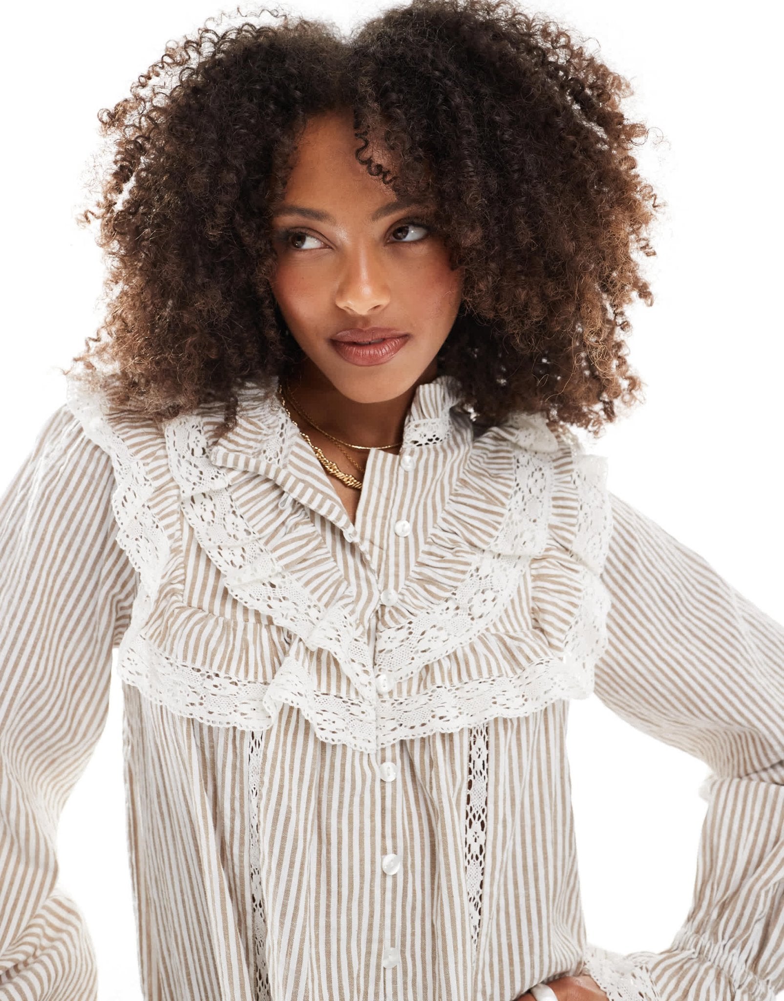 Miss Selfridge western frill detail shirt dress in stripe print - ASOS Sample Sale EU Store