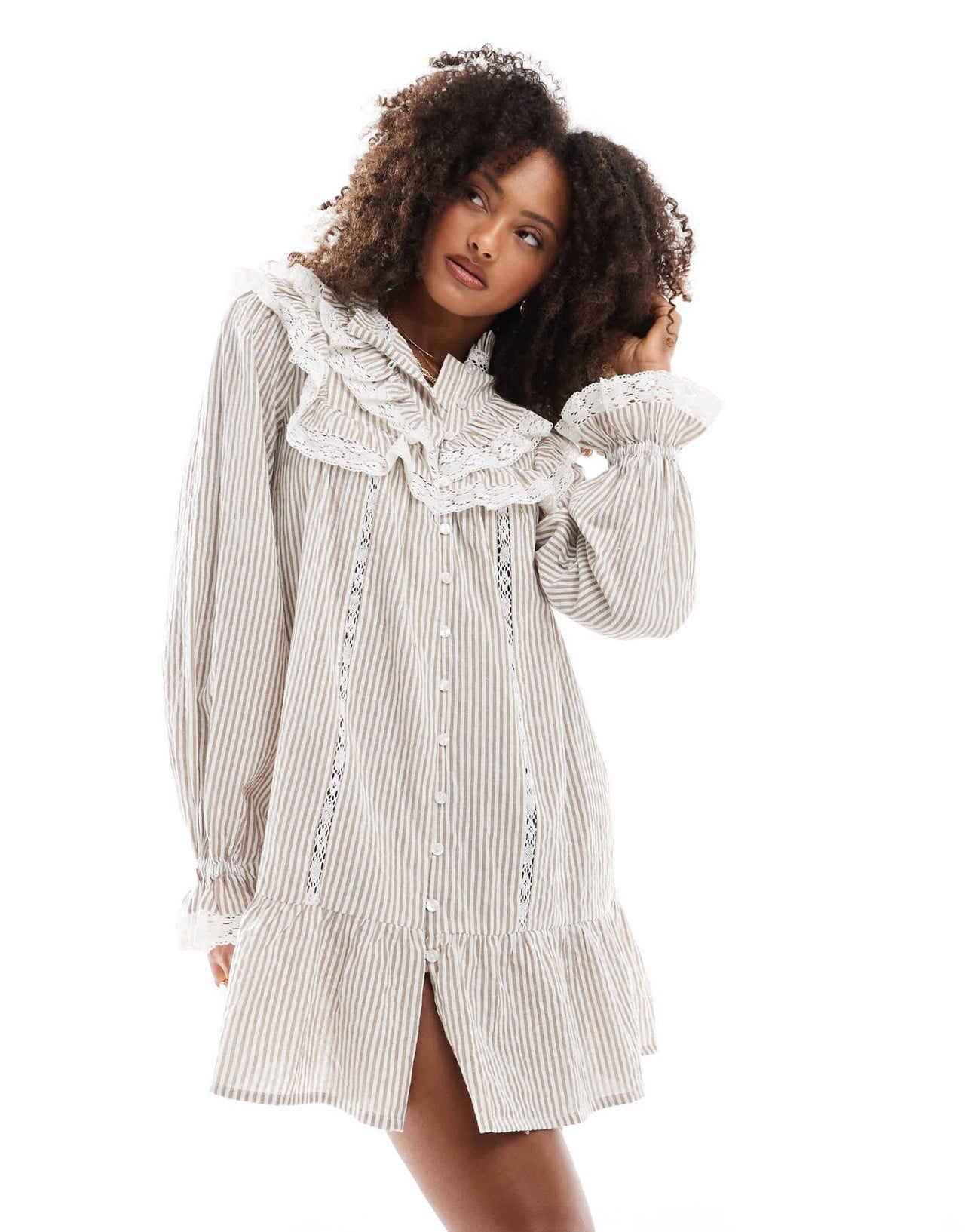 Miss Selfridge western frill detail shirt dress in stripe print - ASOS Sample Sale EU Store