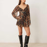 Miss Selfridge western long sleeve playsuit in leopard print