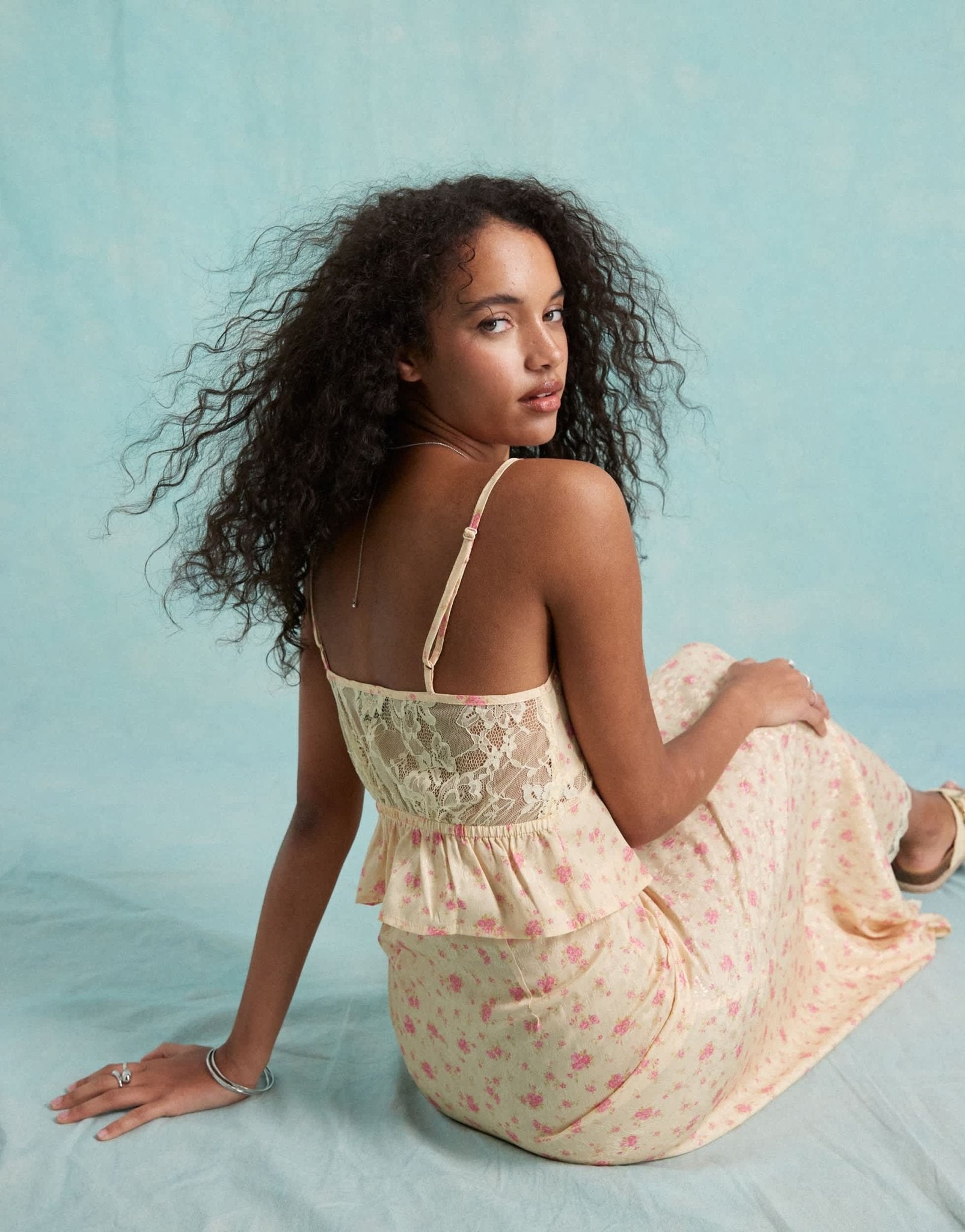 Miss Selfridge western satin lace insert cami top in ditsy print co ord - ASOS Sample Sale EU Store