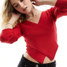 Top de punto acanalado cruzado de Miss Selfridge en rojo