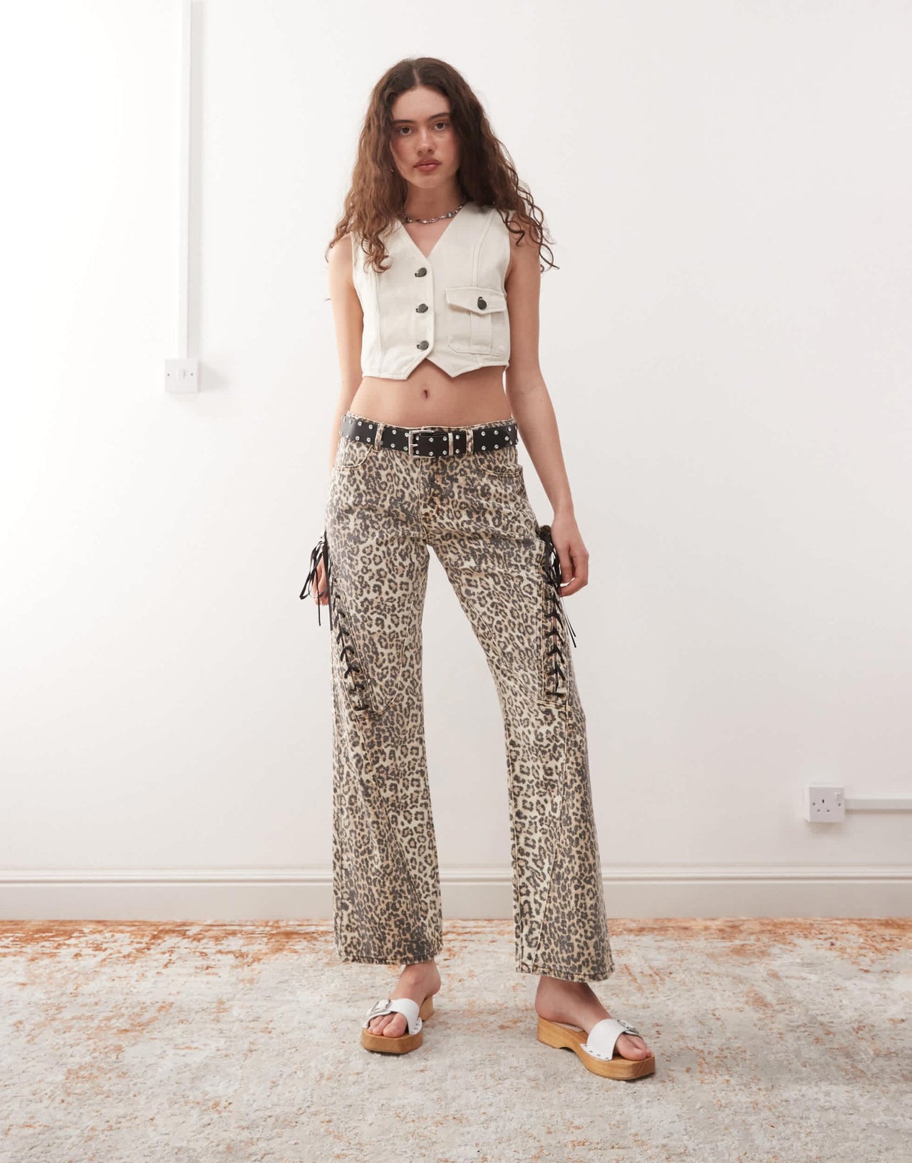 Miss Sixty cropped denim waist coat in off - white - ASOS Sample Sale EU Store