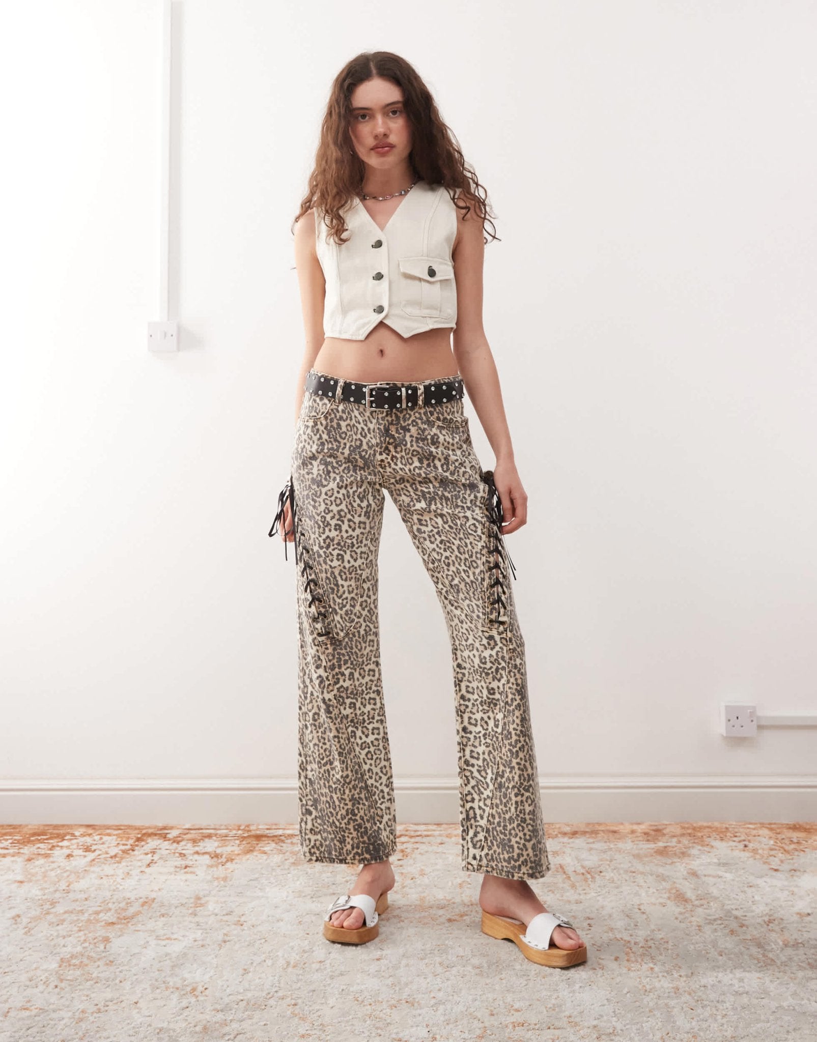 Miss Sixty cropped denim waist coat in off - white - ASOS Sample Sale EU Store