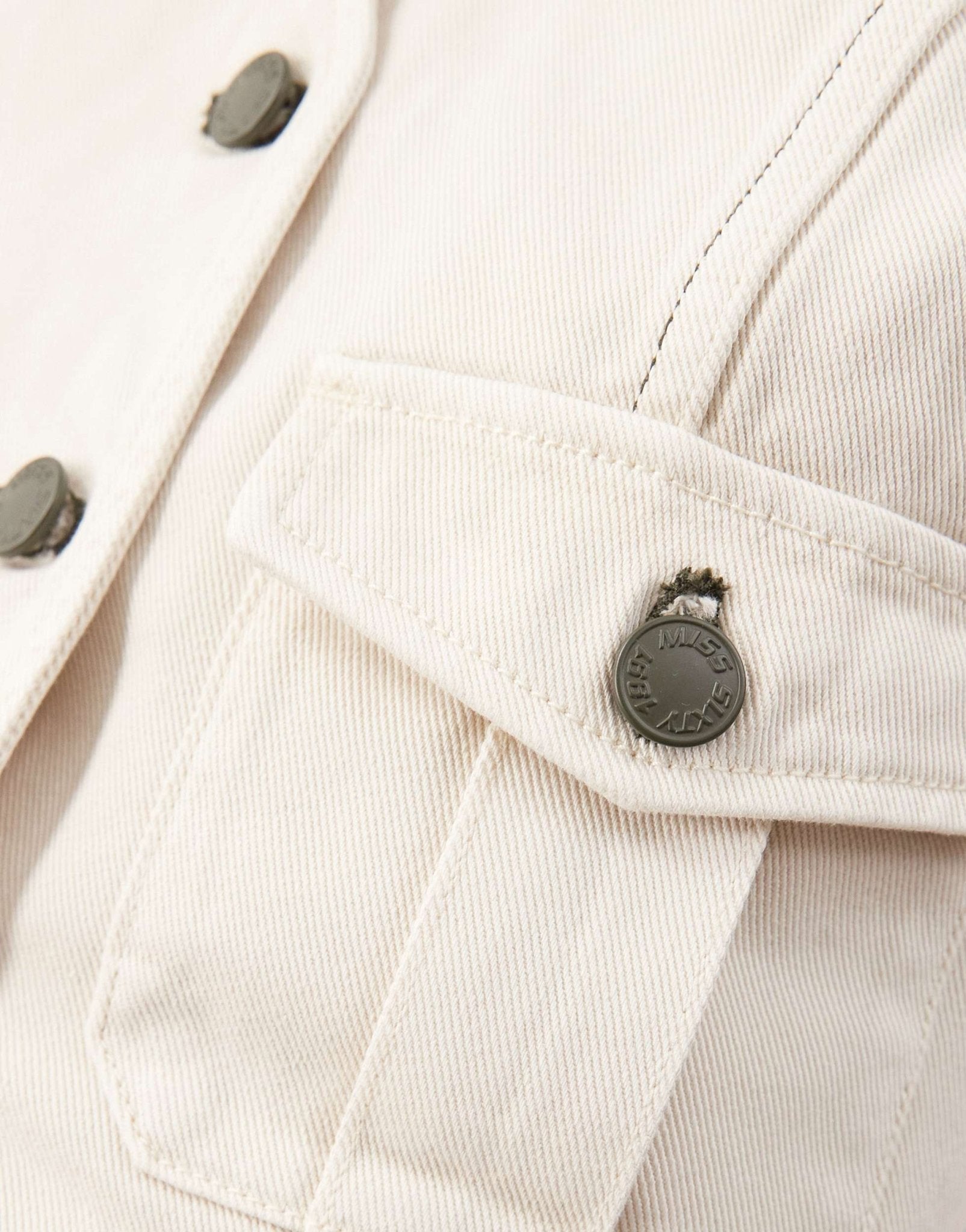 Miss Sixty cropped denim waist coat in off - white - ASOS Sample Sale EU Store