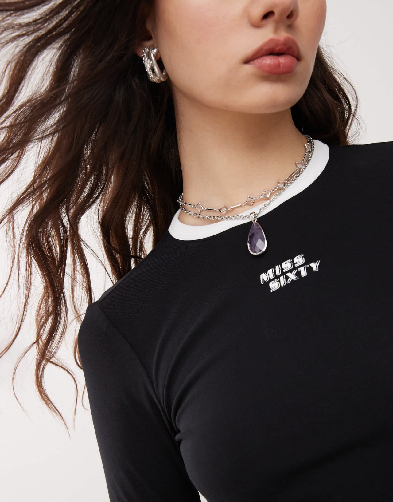 Miss Sixty long sleeve ringer t-shirt in black - ASOS Sample Sale EU Store