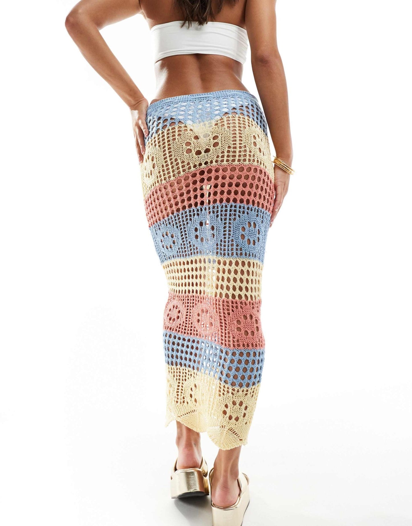 Missyempire crochet maxi beach skirt in pastel stripe - ASOS Sample Sale EU Store
