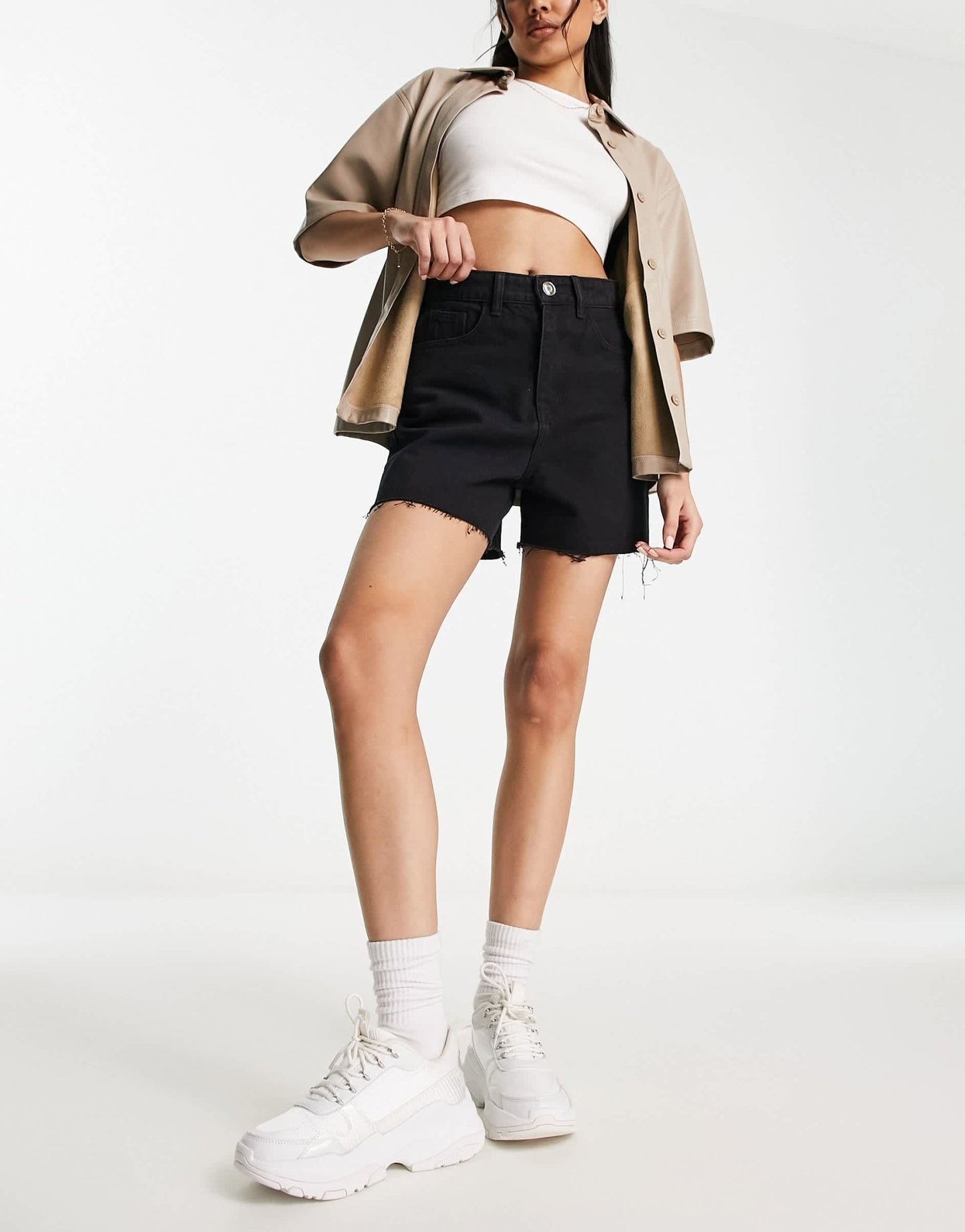 Missyempire denim mom shorts in washed black - ASOS Sample Sale EU Store
